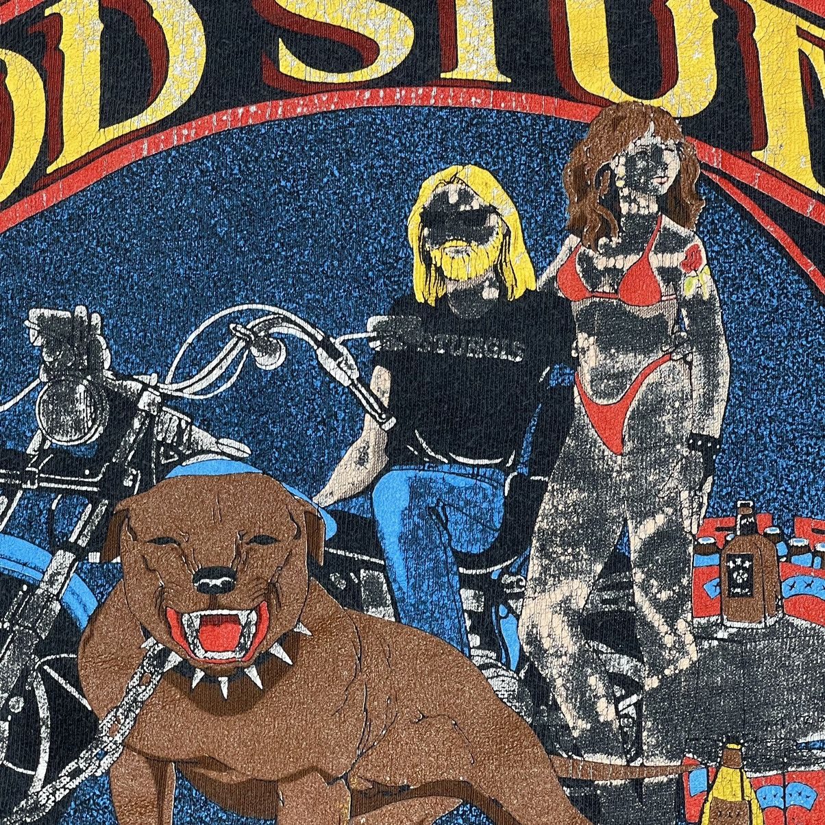 Vintage Vintage Pitbull With Aids Biker T Shirt 80s Rare 2 Wheelers Size US L / EU 52-54 / 3 - 5 Thumbnail