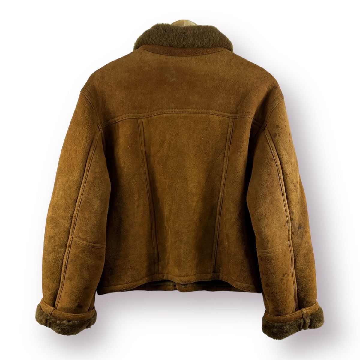 Leather 🔥 Barnstormer DUFFLE CROP JACKET LEATHER GENUINE FUR COLLAR Size S / US 4 / IT 40 - 12 Thumbnail