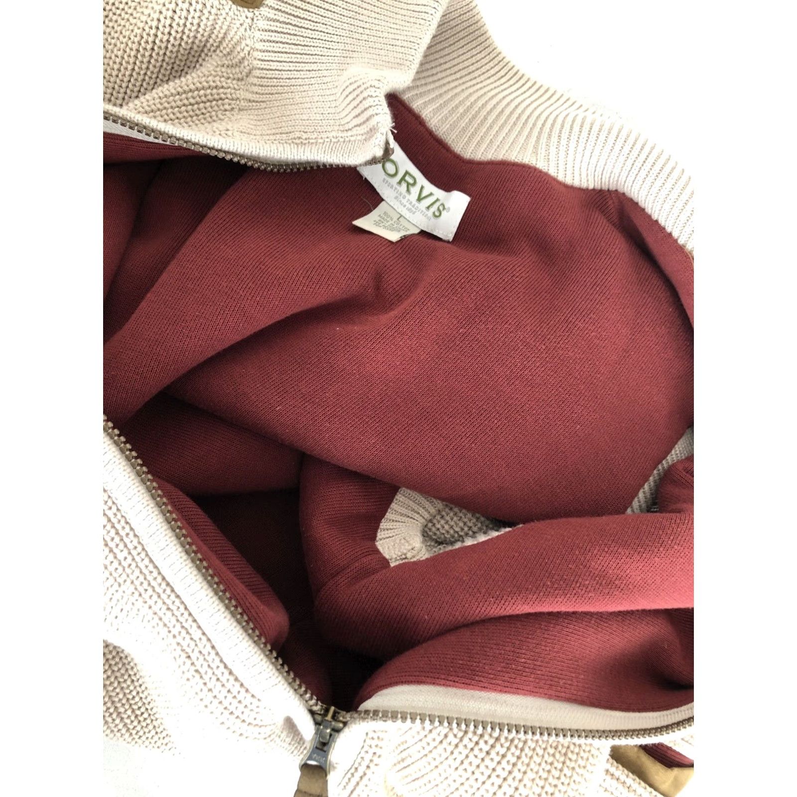 Orvis Orvis Sweater Vest Jacket Knit Full Zip Lined SHOLDER PATCH Heavy Duty Size L Light Brown Men Size US L / EU 52-54 / 3 - 7 Thumbnail