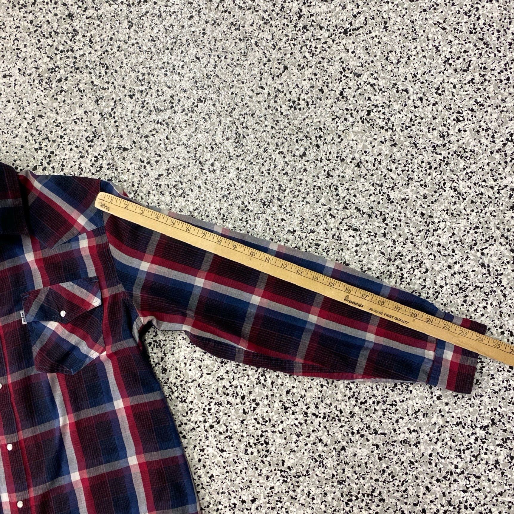 Levi's VINTAGE Levi's Pearl Snap Shirt Long Sleeve Western Plaid Cotton Men's Large Blue Red Western Pattern Pockets Size US L / EU 52-54 / 3 - 4 Thumbnail