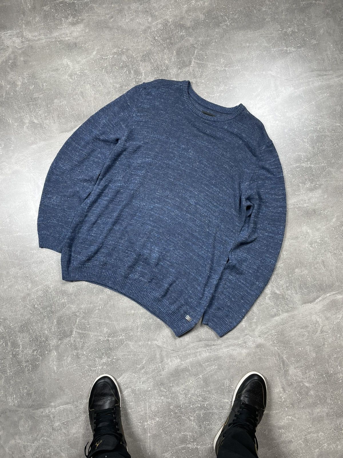 Bogner Bogner Linen Cotton Classic Knitted Blue Crew Neck Sweater Size US XXL / EU 58 / 5 - 1 Thumbnail