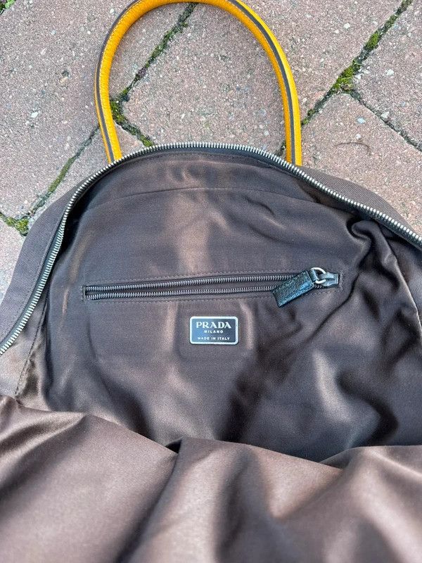 Prada Vintage 90s Prada Canvas Leather Bowling Bag Yellow Size ONE SIZE - 7 Thumbnail