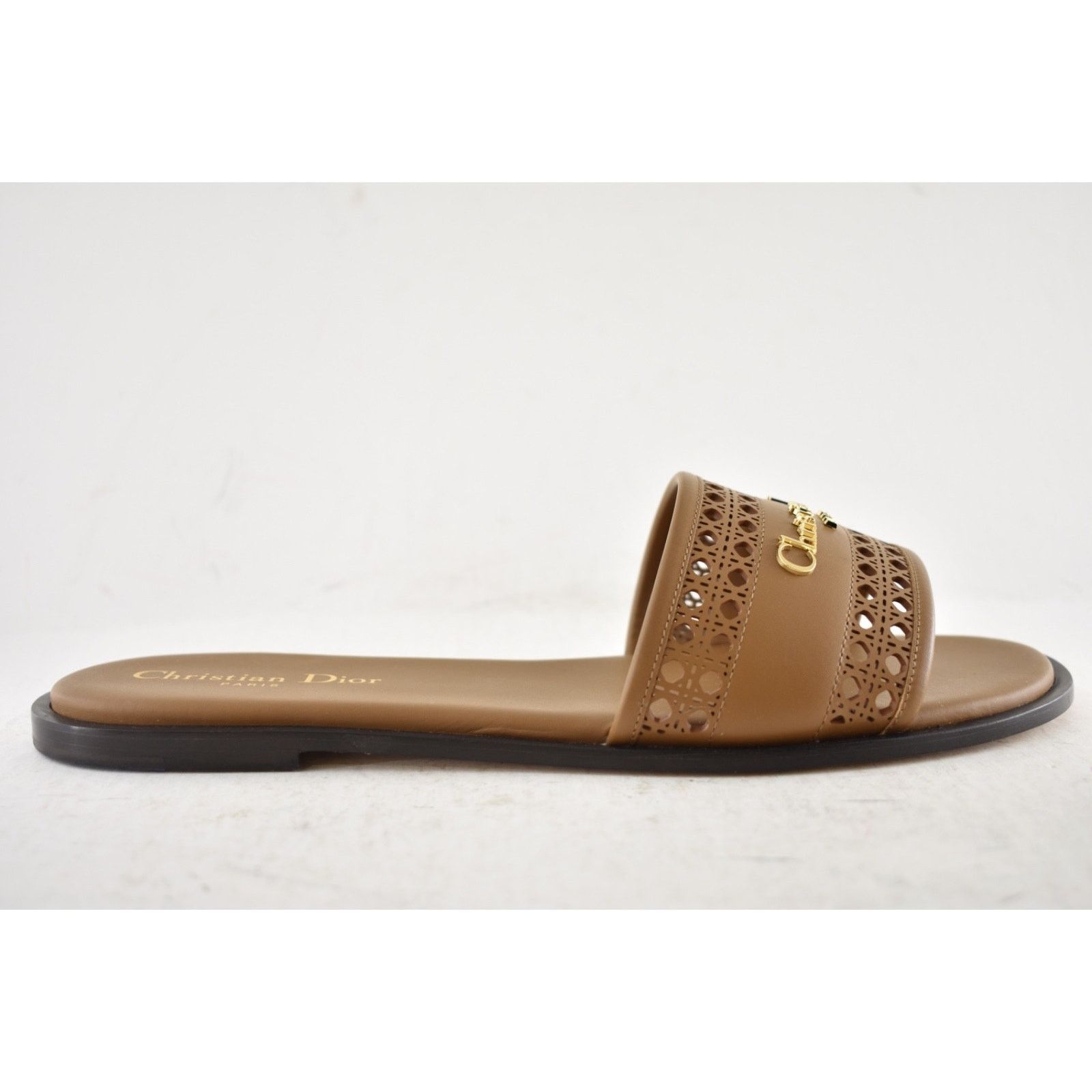 Dior Dior D-Lane Dway Micro Cannage Chestnut Leather Slide 37 Size US 7 / IT 37 - 4 Thumbnail