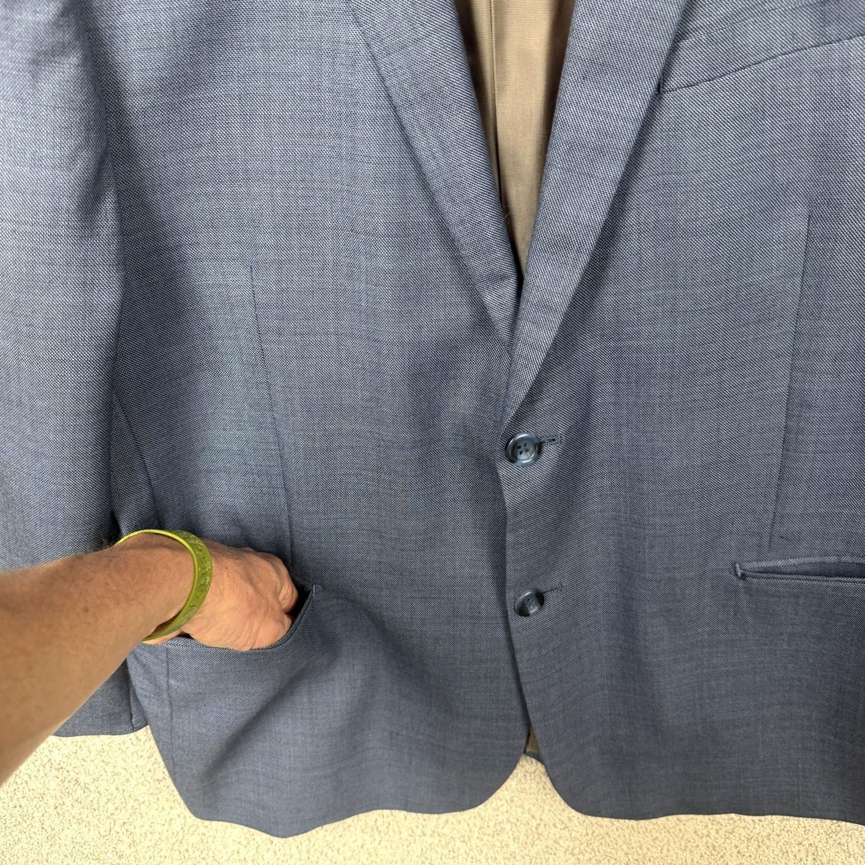 Pronto Uomo Prontomoda Blazer 46R Wool Blend Blue Single-Breasted 2-Button Notch Formal Business Mens - Vintage No - 46 Regular, 31/24 Size 46R - 5 Thumbnail