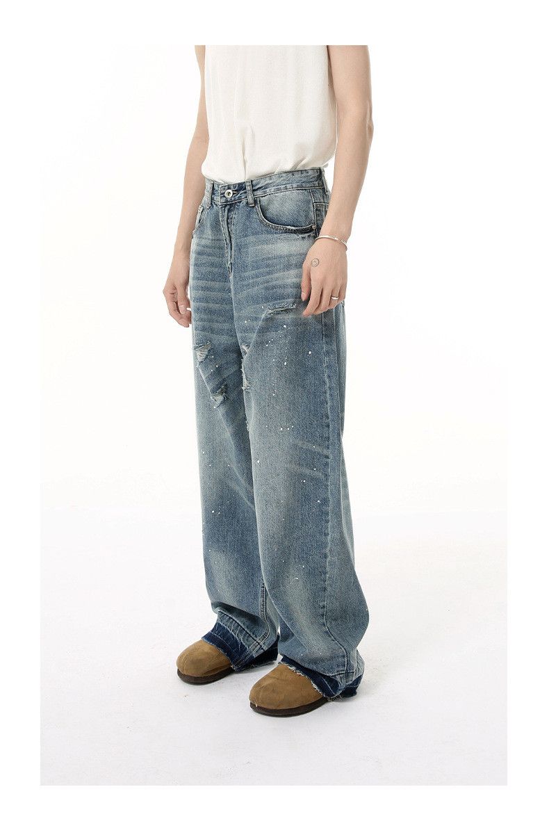 Japanese Brand × Jean Japanese retro whisker wash pattern raw edge scimitar jeans Size US 32 / EU 48 - 6 Thumbnail