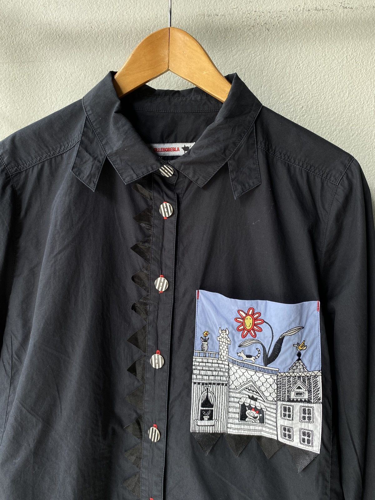Designer × Japanese Brand OLLEBOREBLA Black Long-Sleeve Shirt Size M / US 6-8 / IT 42-44 - 4 Thumbnail