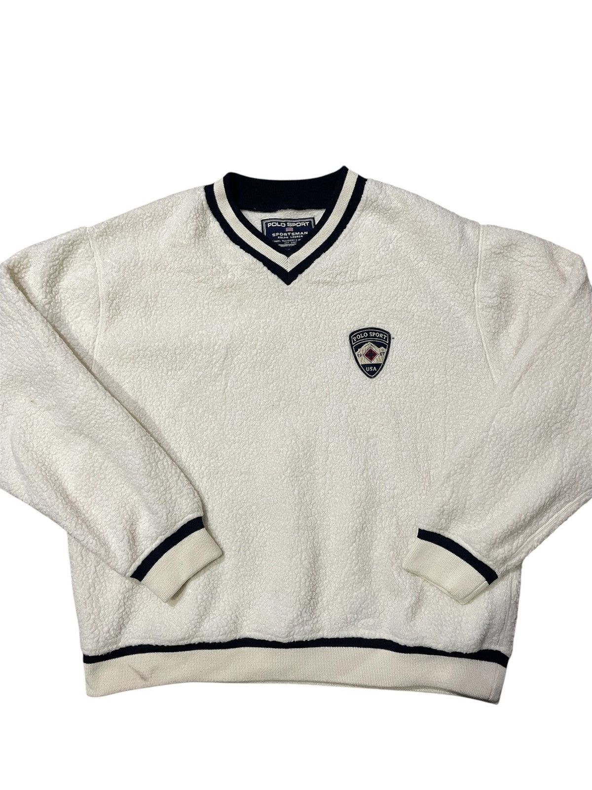 Polo Ralph Lauren × Ralph Lauren Sport × Vintage Polo Ralph Lauren Sport Sherpa Sweatshirt Size US XL / EU 56 / 4 - 1 Thumbnail