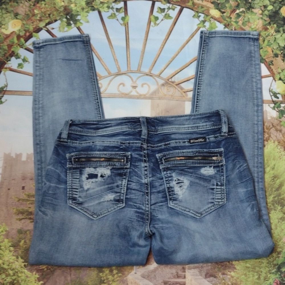 Miss Me MISS me distressed signature ankle skinny jeans size 29 Size 29" - 3 Thumbnail