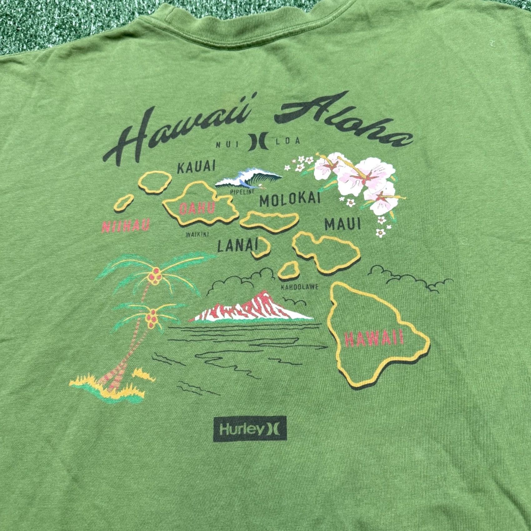 Hurley Hurley Shirt Mens Size 2XL XXL Green Hawaii Graphic Crew Neck Short Sleeve T Size US XXL / EU 58 / 5 - 3 Thumbnail
