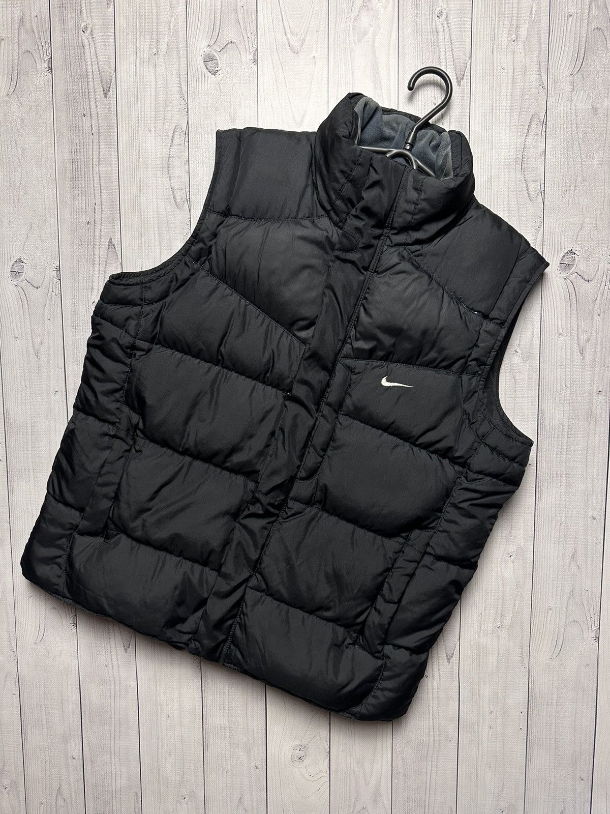 image of Nike Drill Vest Logo Puffer Size S in Black, Men's