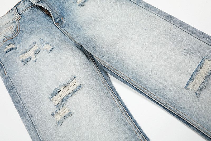 Vintage Men's American Retro Straight-Leg Distressed Washed Jeans Size US 32 / EU 48 - 4 Thumbnail