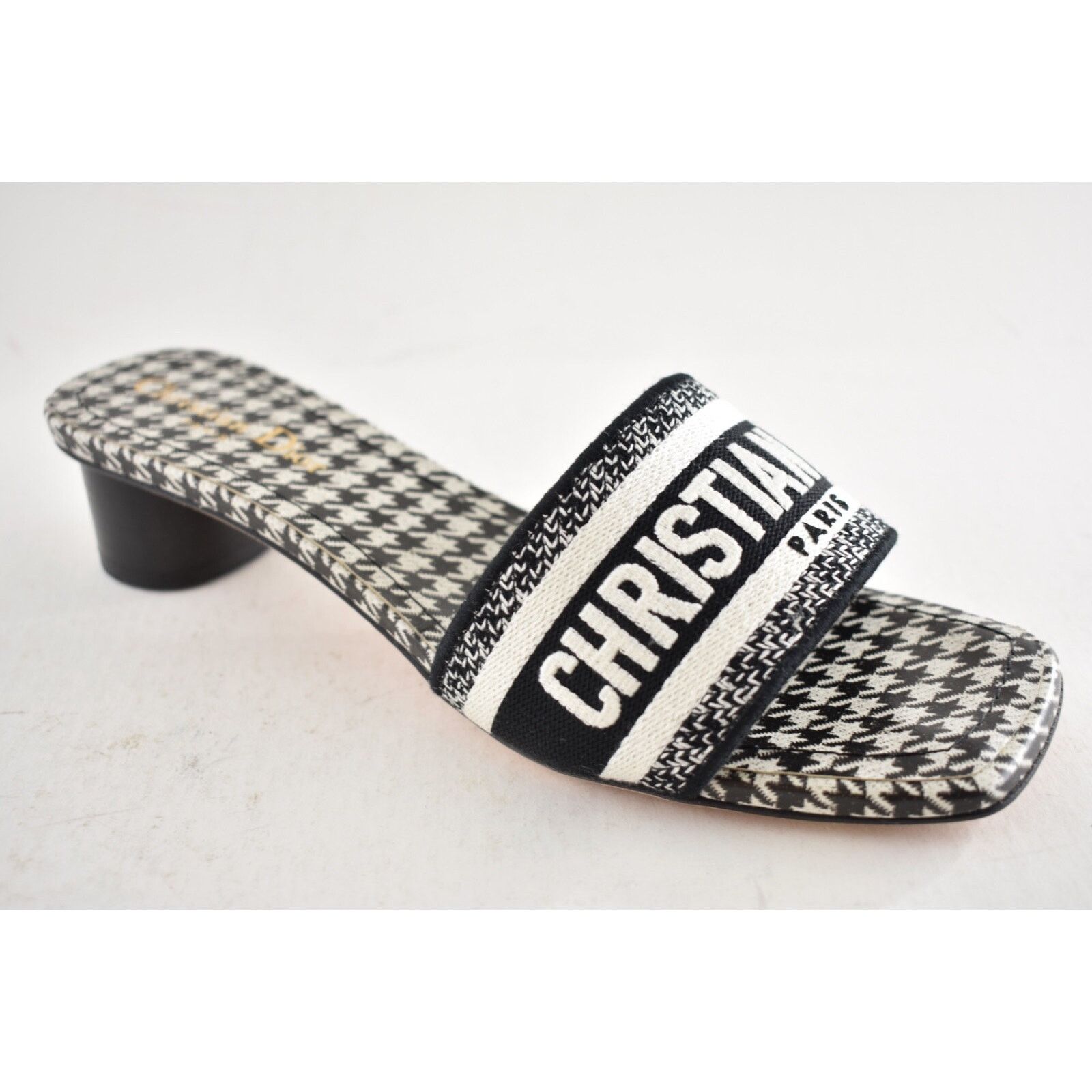 Dior Christian Dior Dway Heeled Slide Black White Houndstooth Size US 8 / IT 38 - 4 Thumbnail