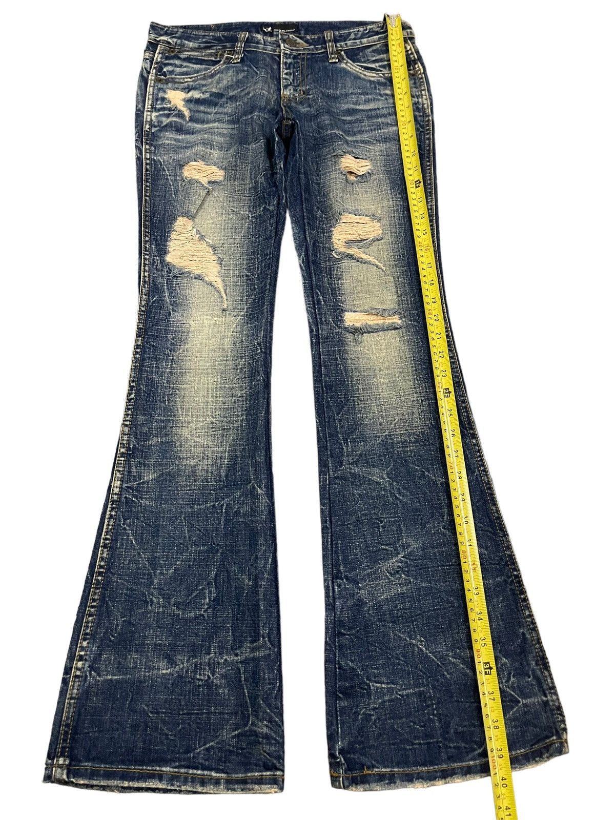 14th Addiction Vintage Japanese Brand Blue Wash Distressed Flare Jeans Size US 30 / EU 46 - 11 Thumbnail