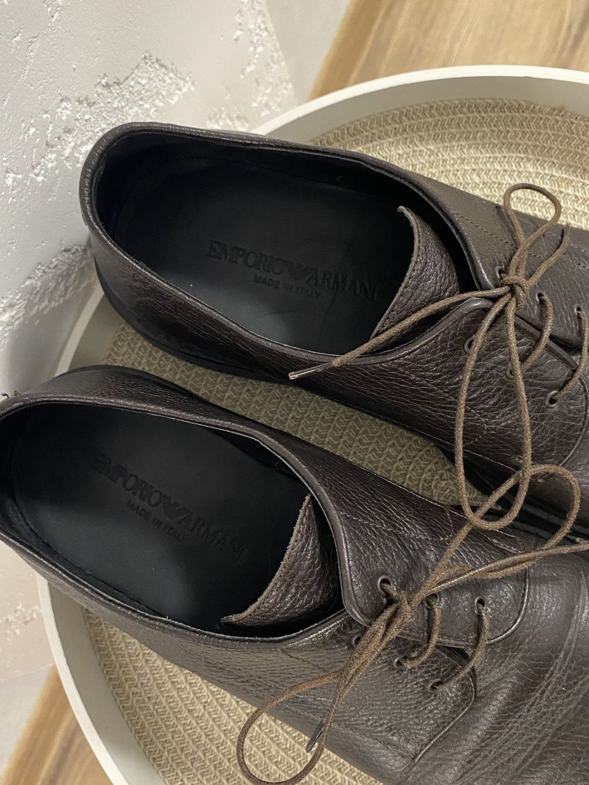 Emporio Armani Emporio Armani Brown Leather Oxford Derby Shoes Size: 44 Size US 11 / EU 44 - 4 Thumbnail