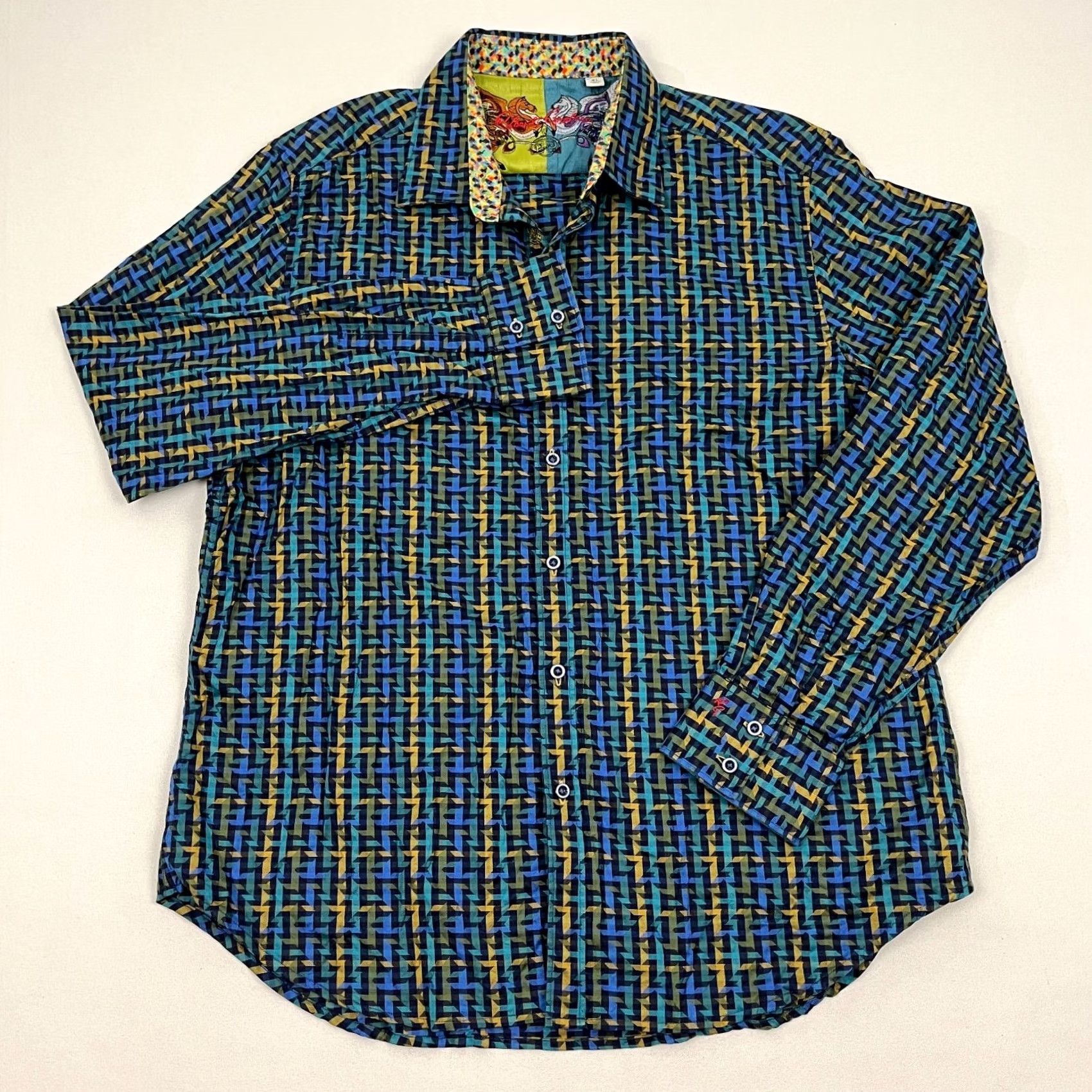 Robert Graham VINTAGE Robert Graham Shirt Mens XL Geometric Melrose Abbey Button Up Bull Logo Preppy Size US XL / EU 56 / 4 - 6 Thumbnail