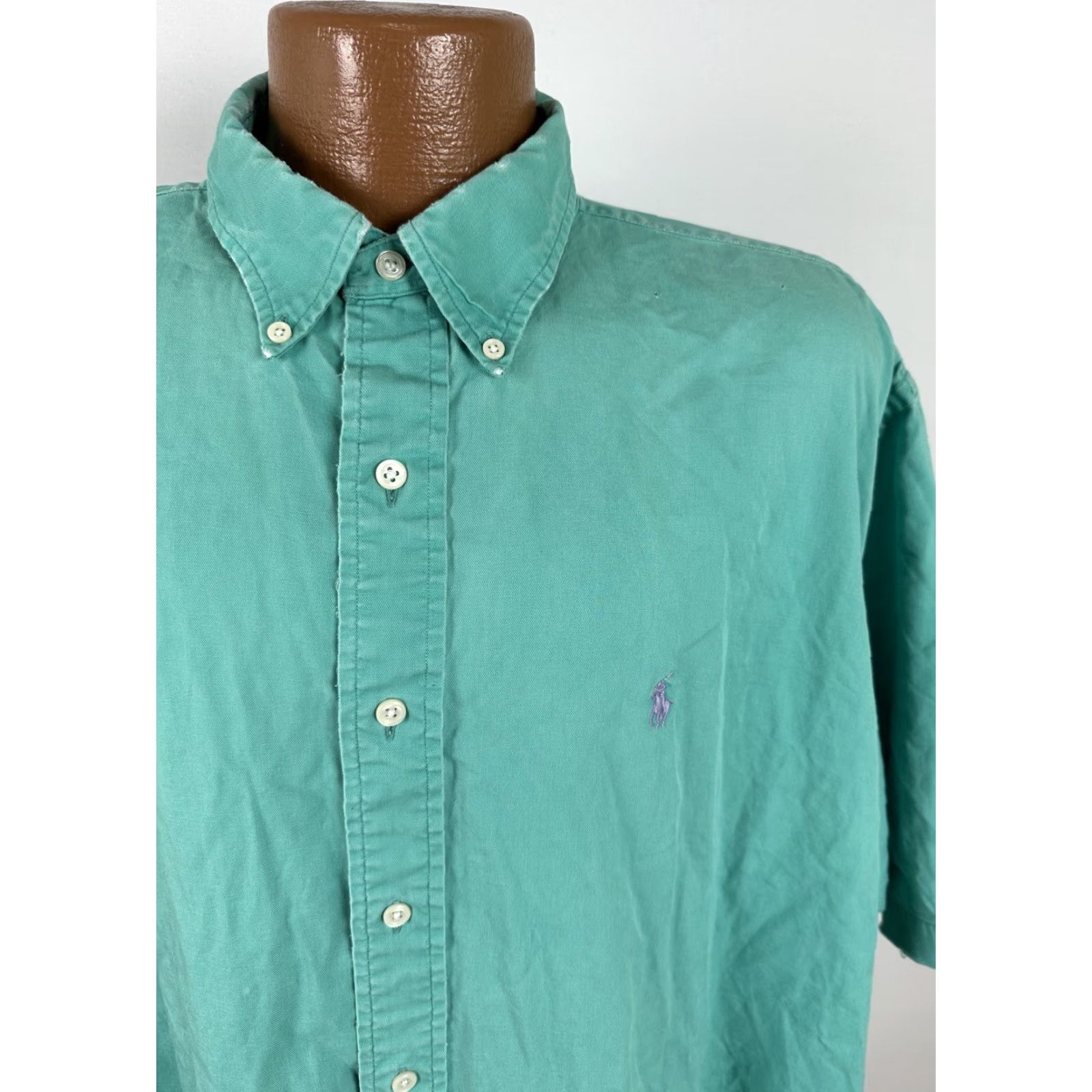 Ralph Lauren VINTAGE Ralph Lauren Shirt Mens 2XL Oversize Frays Holes Grunge Distressed Green Shirt Mens 2XL Oversize Grunge Distressed Green Size US XXL / EU 58 / 5 - 2 Thumbnail