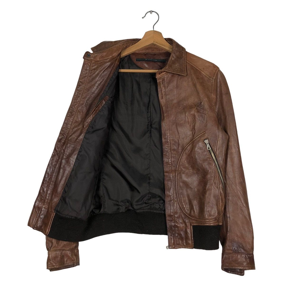 Japanese Brand 🔥VINTAGE CROPPED BIKER LEATHER JACKET BANK TANNAGE Size US S / EU 44-46 / 1 - 13 Thumbnail