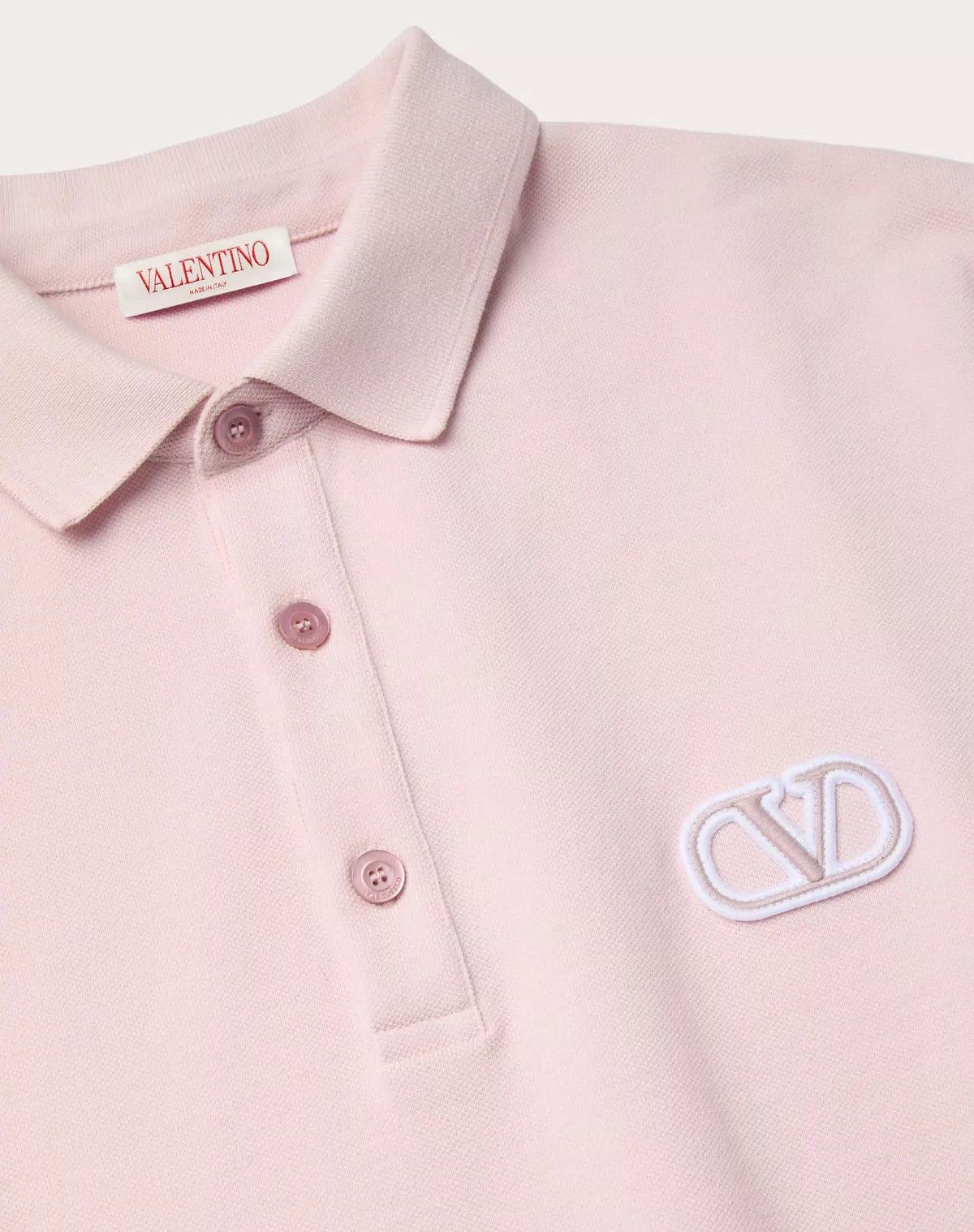 Valentino oc11z0725 Cotton Pique Polo Shirt in Grey/Rose Size US XXL / EU 58 / 5 - 5 Thumbnail