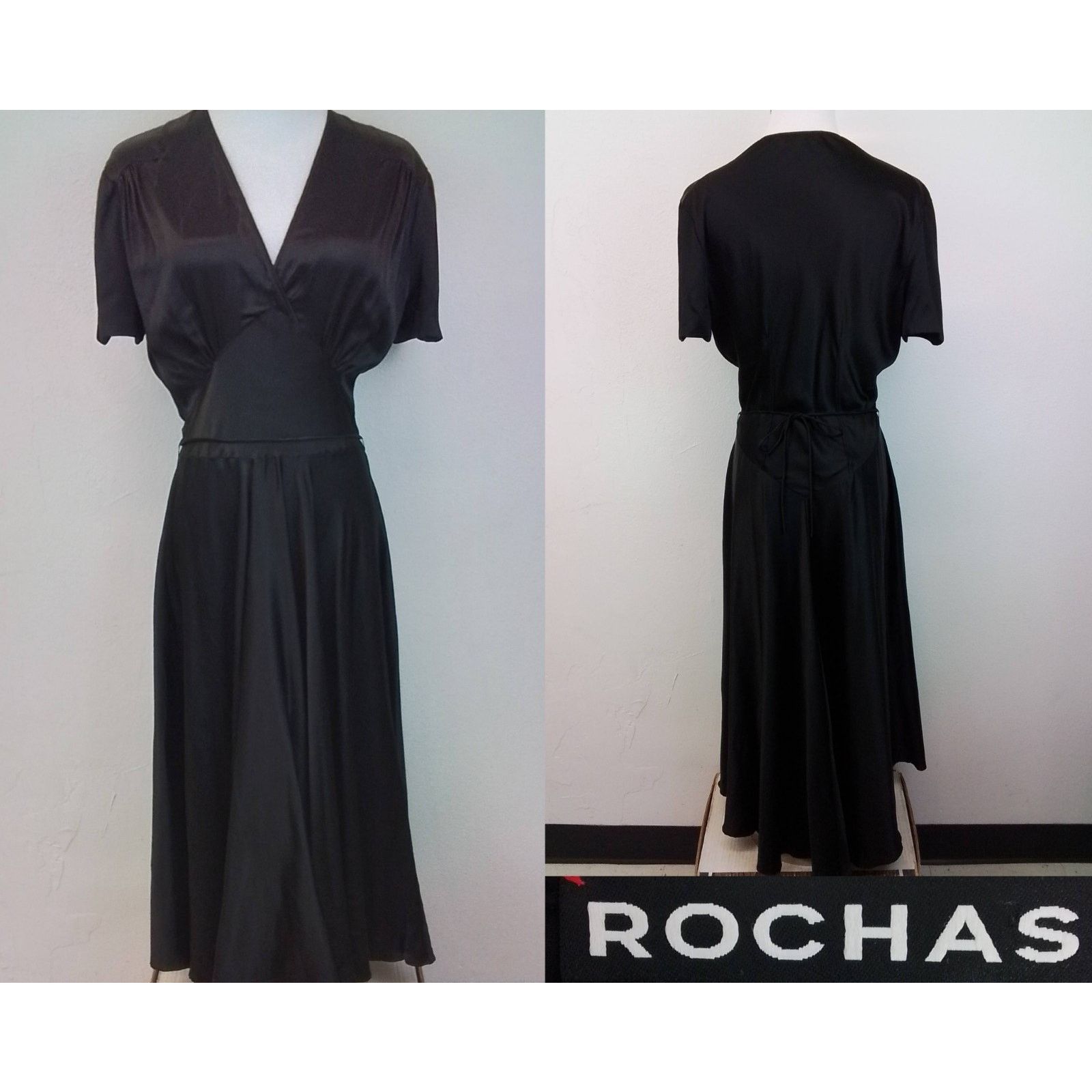 Rochas Rochas Silk Dress Women's IT 40 US 4 Black A-line V-neck Size S / US 4 / IT 40 - 1 Thumbnail