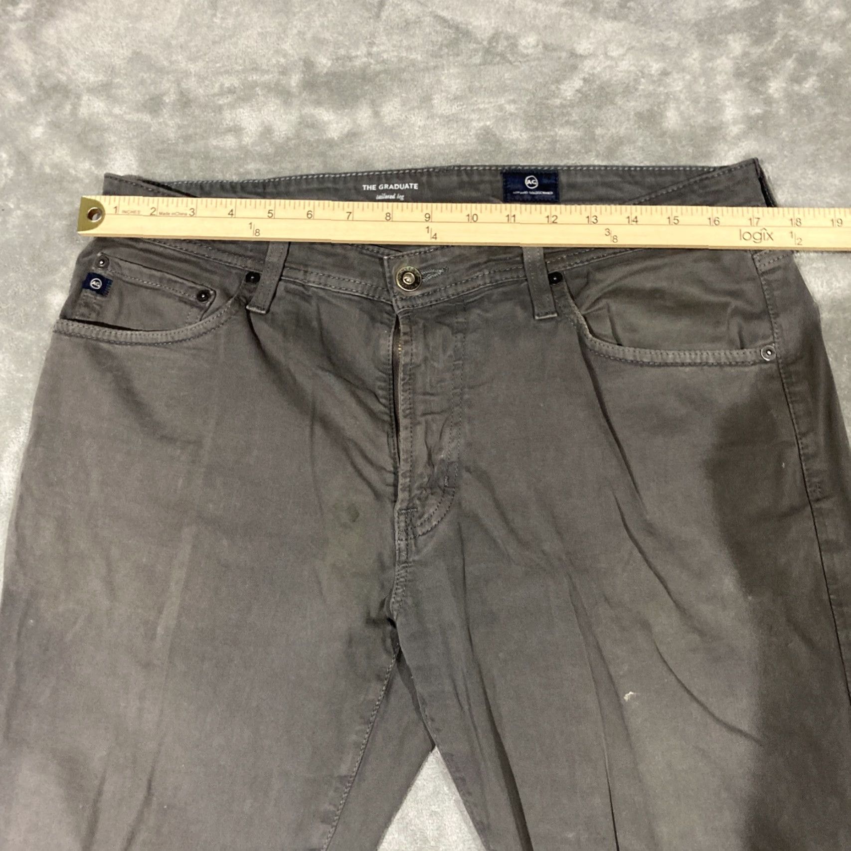 Vintage AG Adriano Goldschmied Pants Gray The Graduate Tailored Leg Stretch Men 34x33 34x34 Straight Khakis Pockets Casual Vintage No Size US 34 / EU 50 - 5 Thumbnail