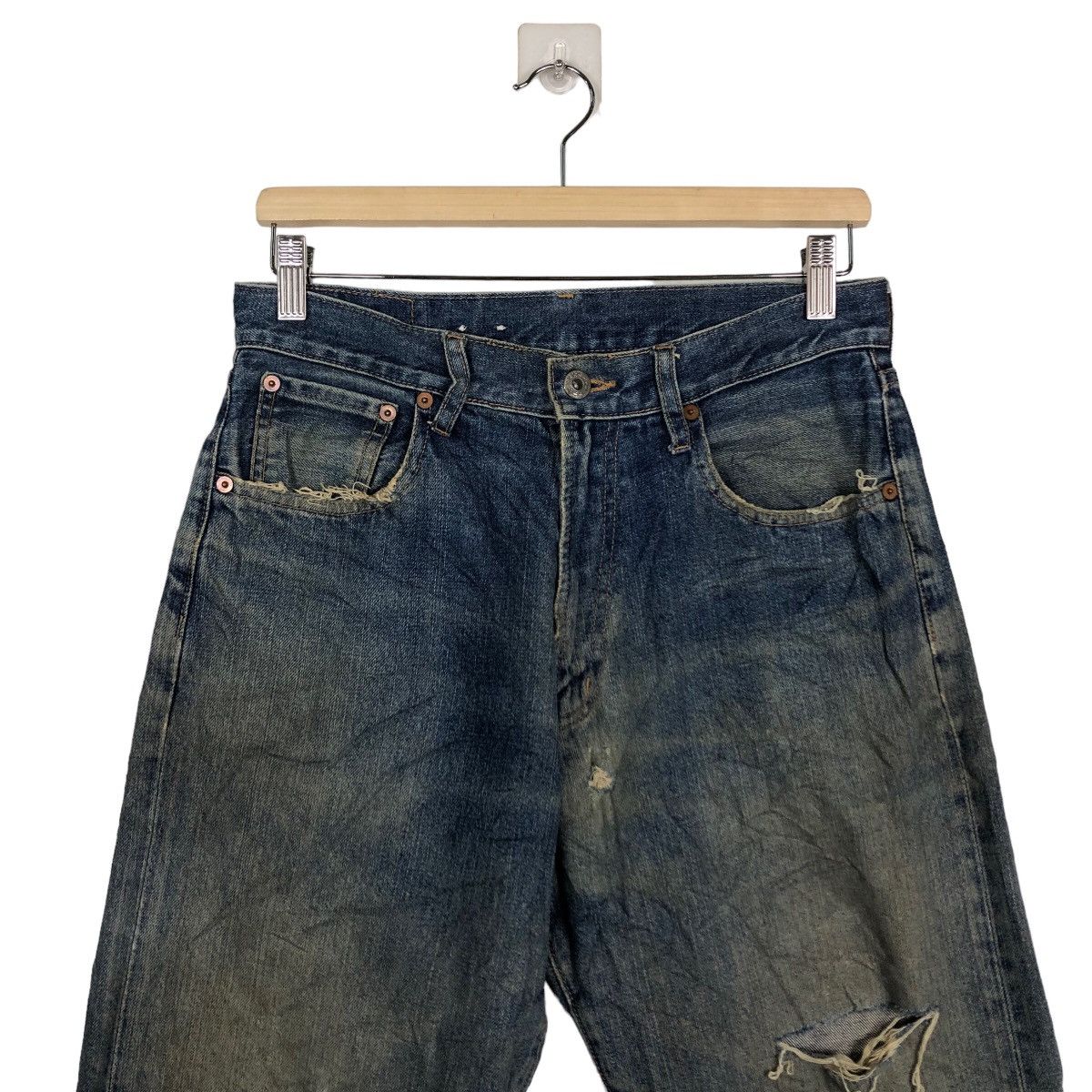 Japanese Brand 🔥90’s Rare Distressed Denim Jeans Warehouse Issey Miyake Size US 28 / EU 44 - 3 Thumbnail