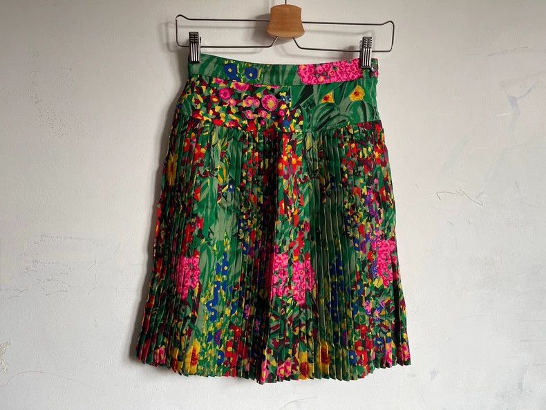 Kenzo 90s Floral Wool Pleated Skirt