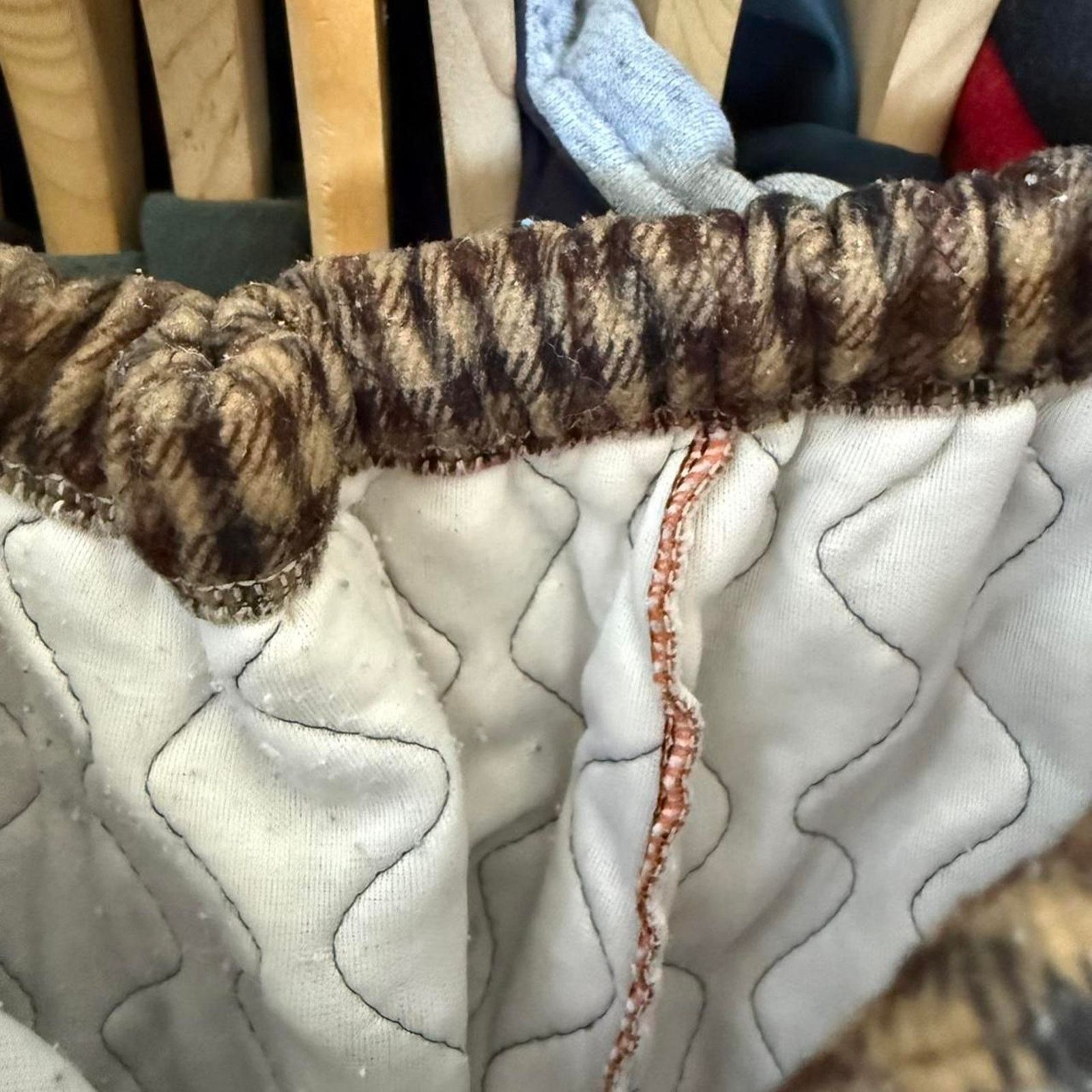 Other Vintage 70s or 80s Chinese Plaid Thick Pants, Super Unique Size US 28 / EU 44 - 5 Thumbnail