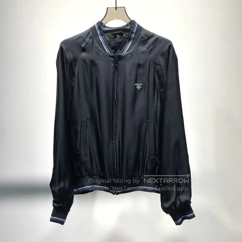 Prada Prada Black Men's Jacket with Blue Stripes. Size US L / EU 52-54 / 3 - 1 Thumbnail