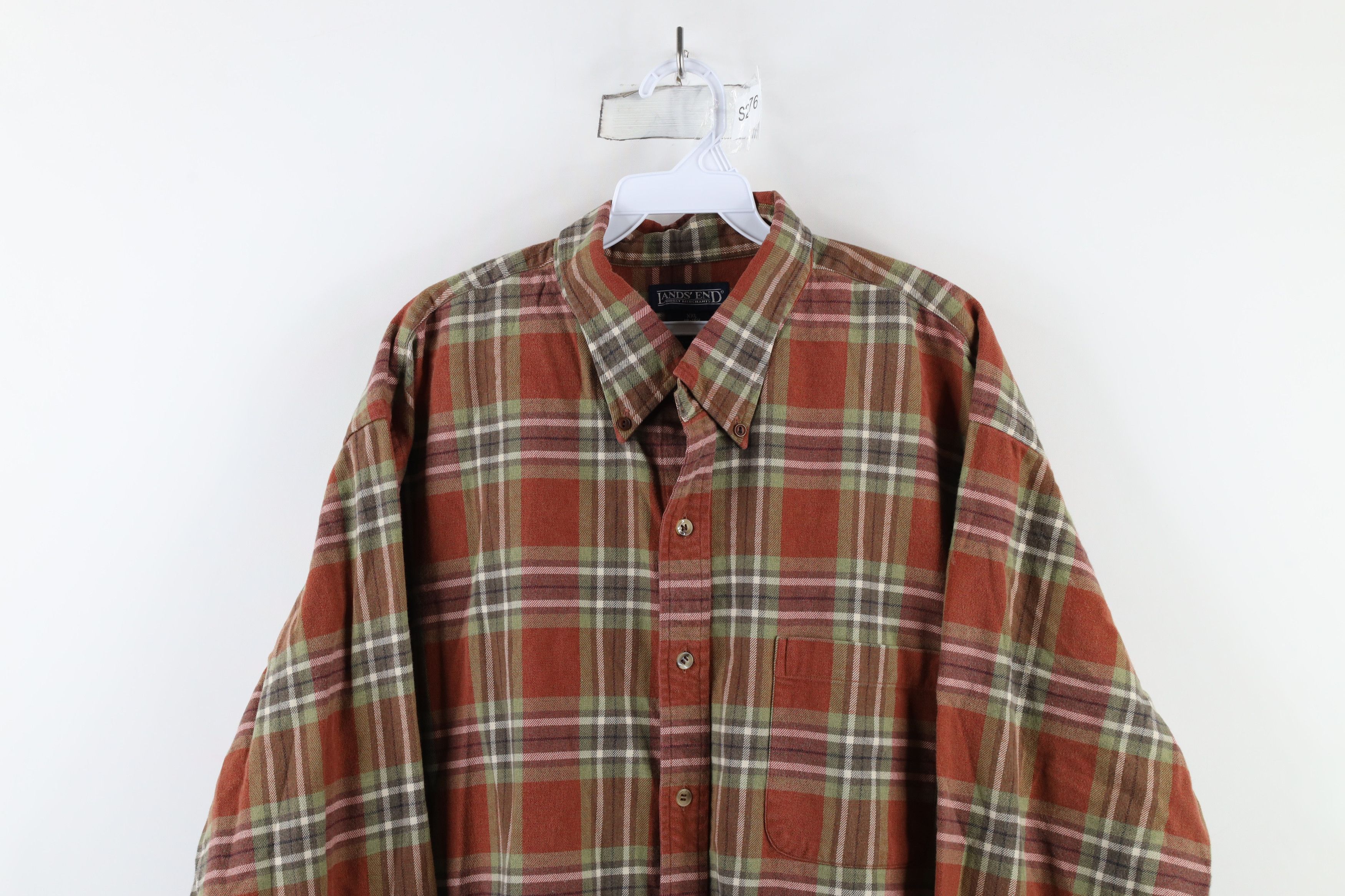 Lands' End × Vintage Vintage 90s Lands End Flannel Button Down Shirt Plaid Size US XXL / EU 58 / 5 - 2 Thumbnail