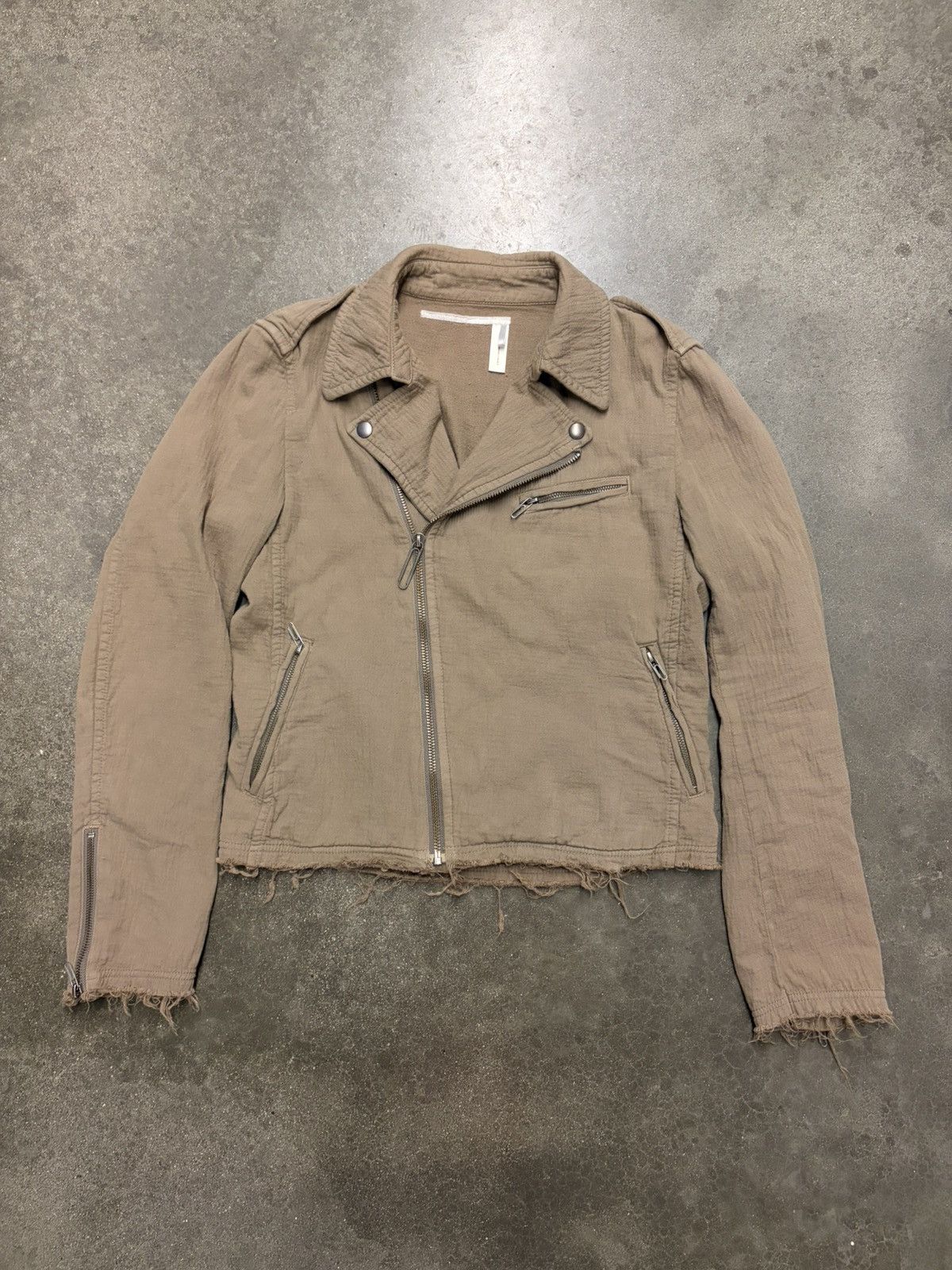 Davit Meursault Japan Beige Davit Meursault Vintage Frayed Moto Paper Clip Jacket Size US S / EU 44-46 / 1 - 1 Thumbnail
