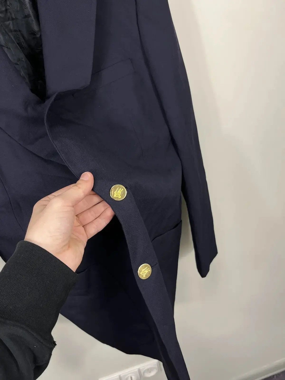 Burberry Vintage Burberry Gold Buttons Navy Luxury Wool Blazer Size 48R - 2 Thumbnail
