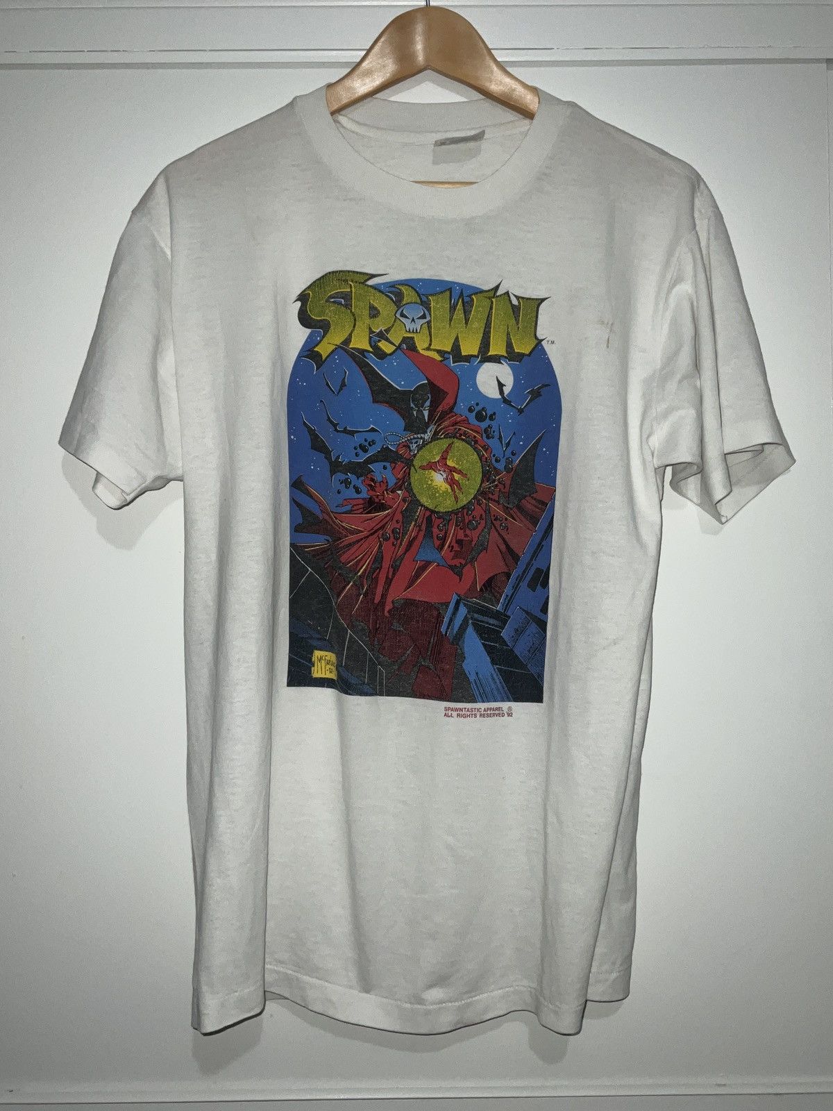 image of Vintage 1992 Spawn T Shirt in White, Men's (Size Large)