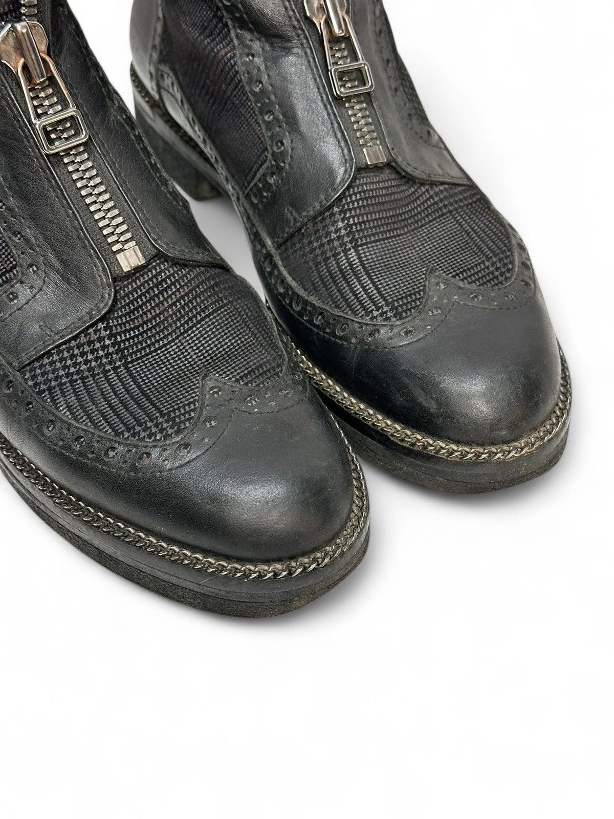 A.S.98 Vintage Orsace Black Leather Brogue Zip Gothic Avantgarde Size US 8 / IT 38 - 9 Thumbnail
