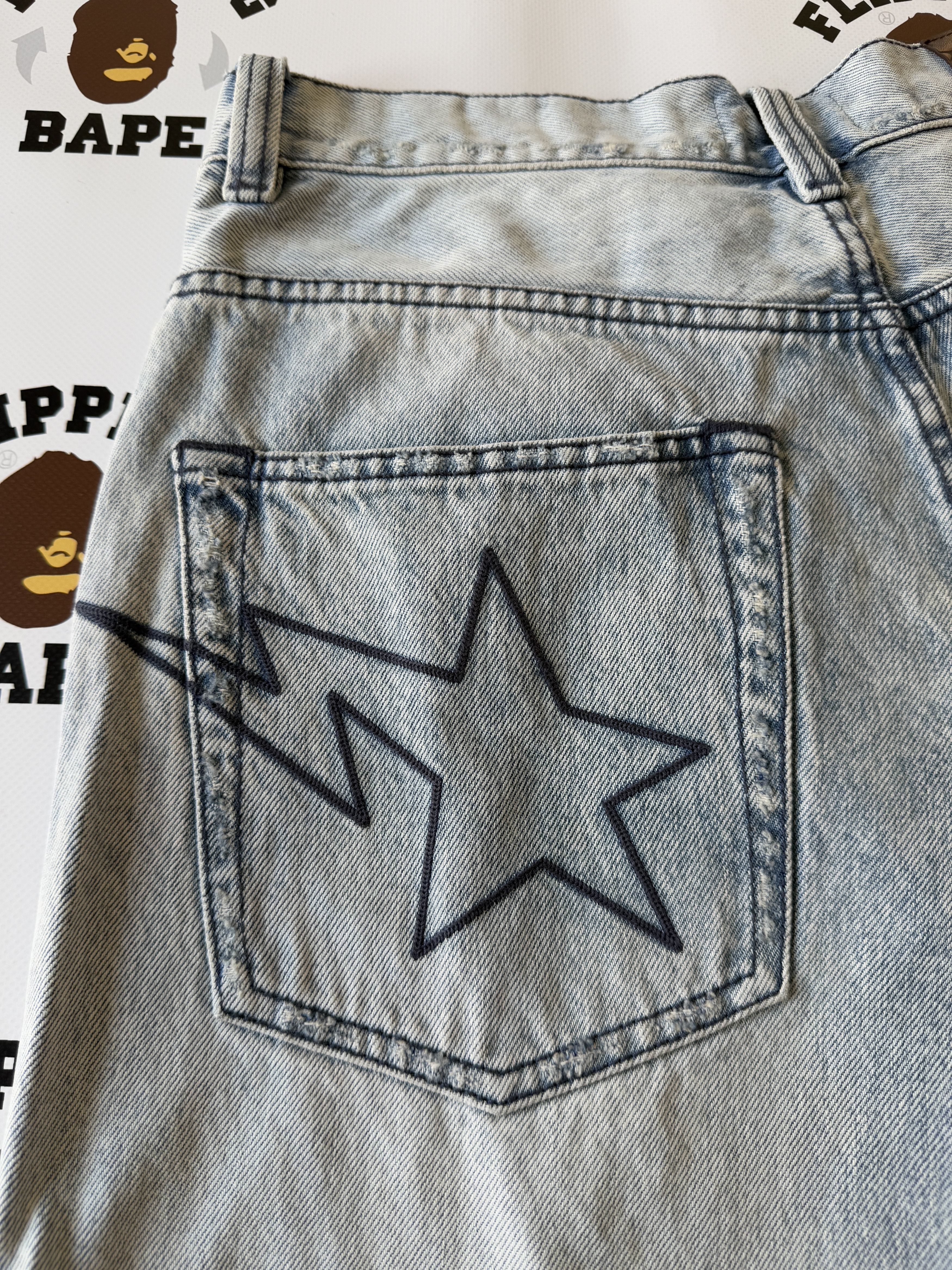 Bape BAPE DESTROYED STA RELAXED FIT 13OZ DEMIN SHORTS Size US 34 / EU 50 - 7 Thumbnail
