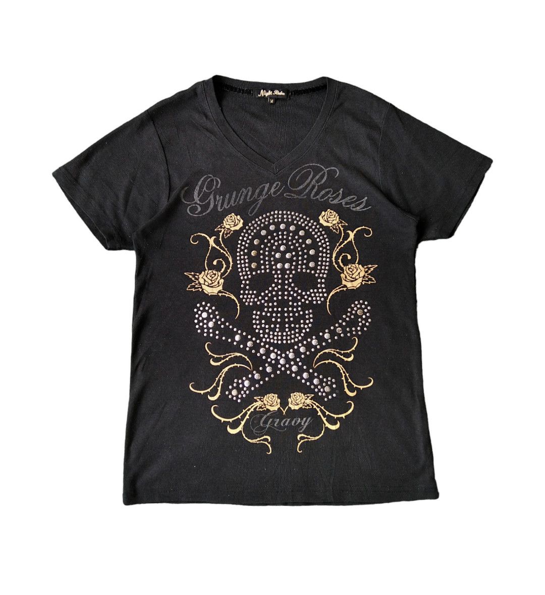 If Six Was Nine × Japanese Brand × KMRii VTG Grunge Roses Gravy Studed Skull Bones Punk T shirt Size US M / EU 48-50 / 2 - 1 Thumbnail