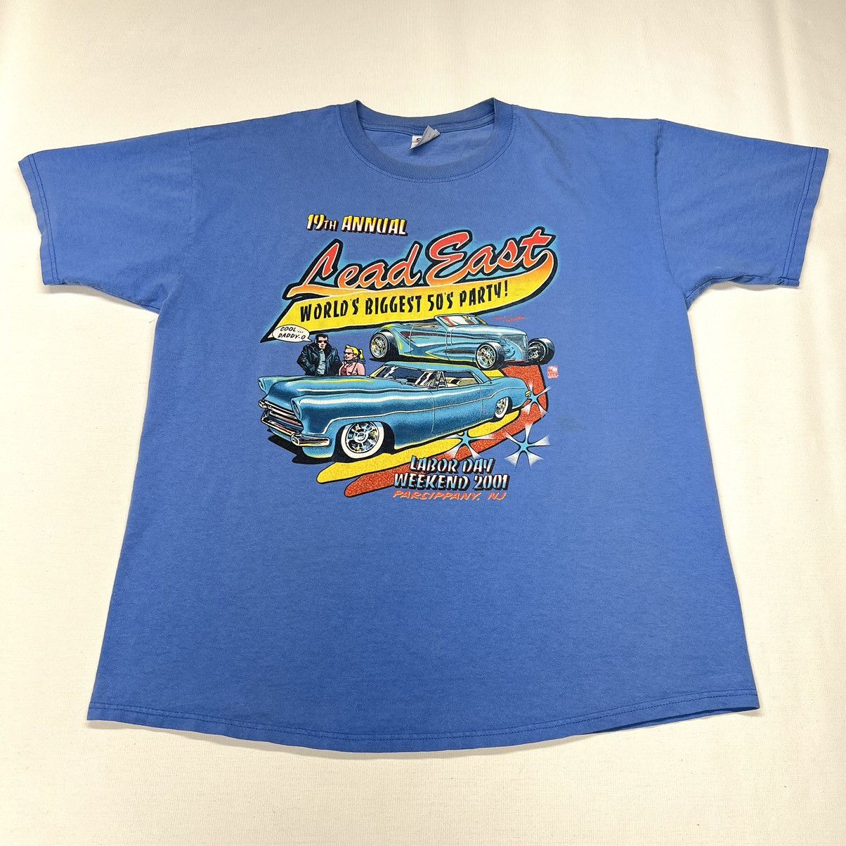 Anvil × Vintage VTG Car Tee Anvil Shirt Blue Hot Rod Classic Custom Graphic Size US XL / EU 56 / 4 - 1 Thumbnail