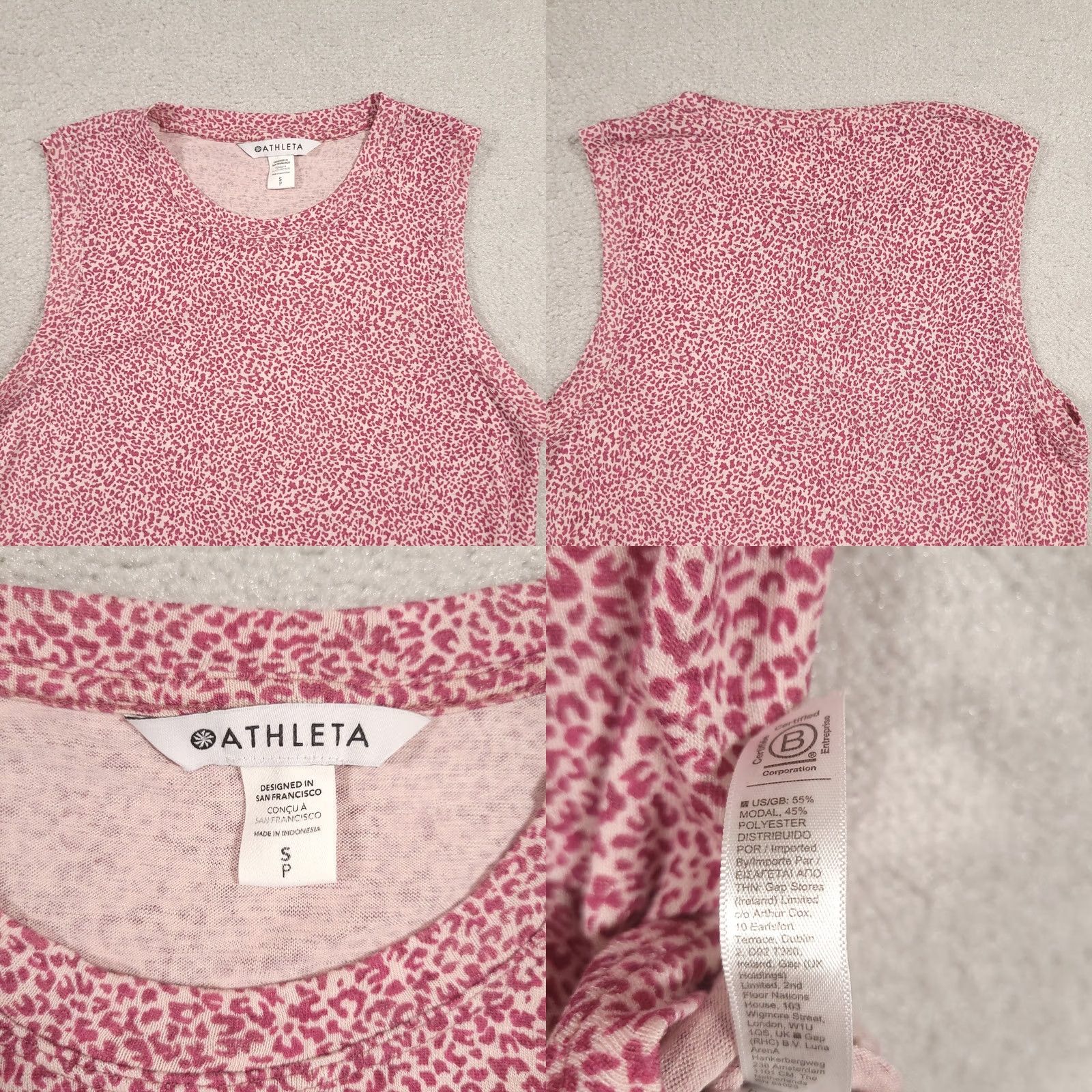Athleta Athleta Tank Top Womens Small Pink Cheetah Print Sleeveless Crew Neck Short Size S / US 4 / IT 40 - 8 Thumbnail