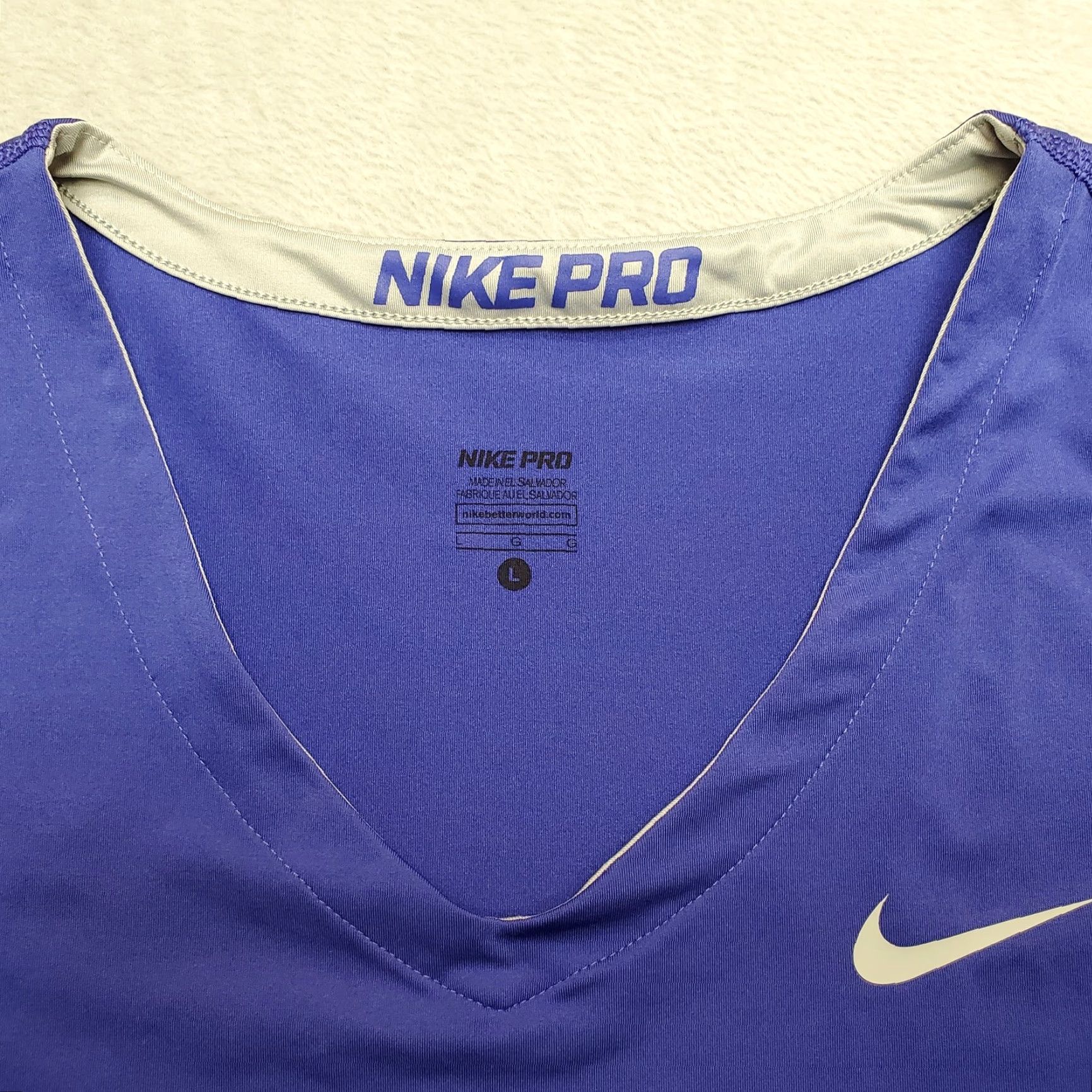Nike Nike Pro shirt Womens L Blue V-neck Long Sleeve Pullover Casual Sport Top Size L / US 10 / IT 46 - 4 Thumbnail