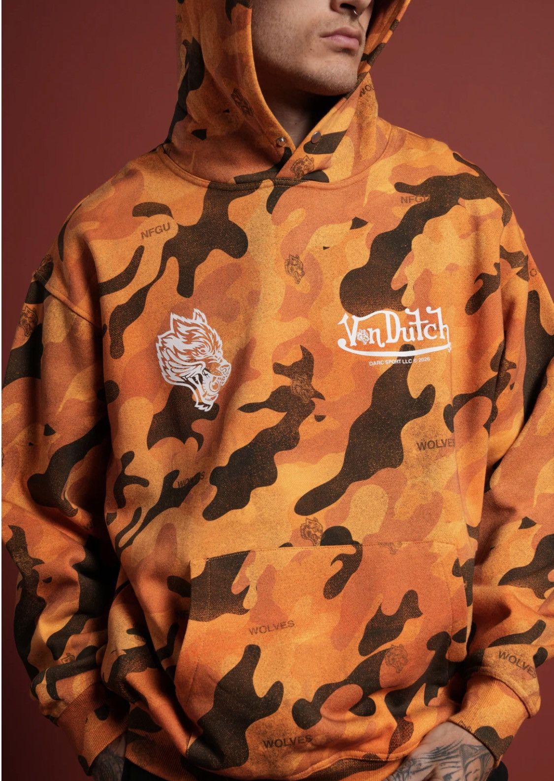 Von Dutch Von Dutch X Darc Sport Orange Camo Hoodie Size US XL / EU 56 / 4 - 4 Thumbnail