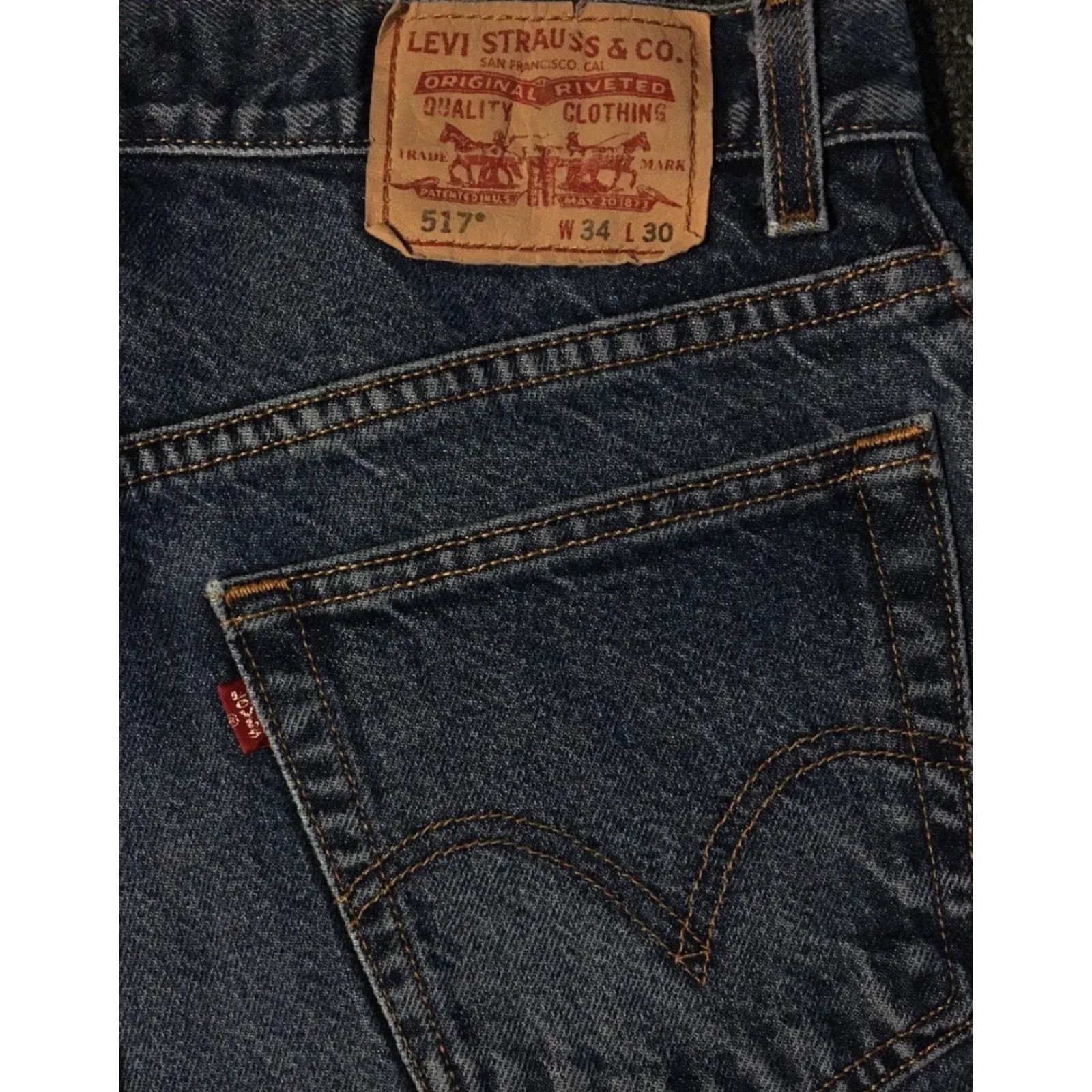 Levi's VINTAGE Levi's 517 Jeans Bootcut Men 34 Blue Denim Distressed 90s Rock Grunge Punk Cowboy Biker Western 30 In Inseam USA USA Size US 34 / EU 50 - 3 Thumbnail