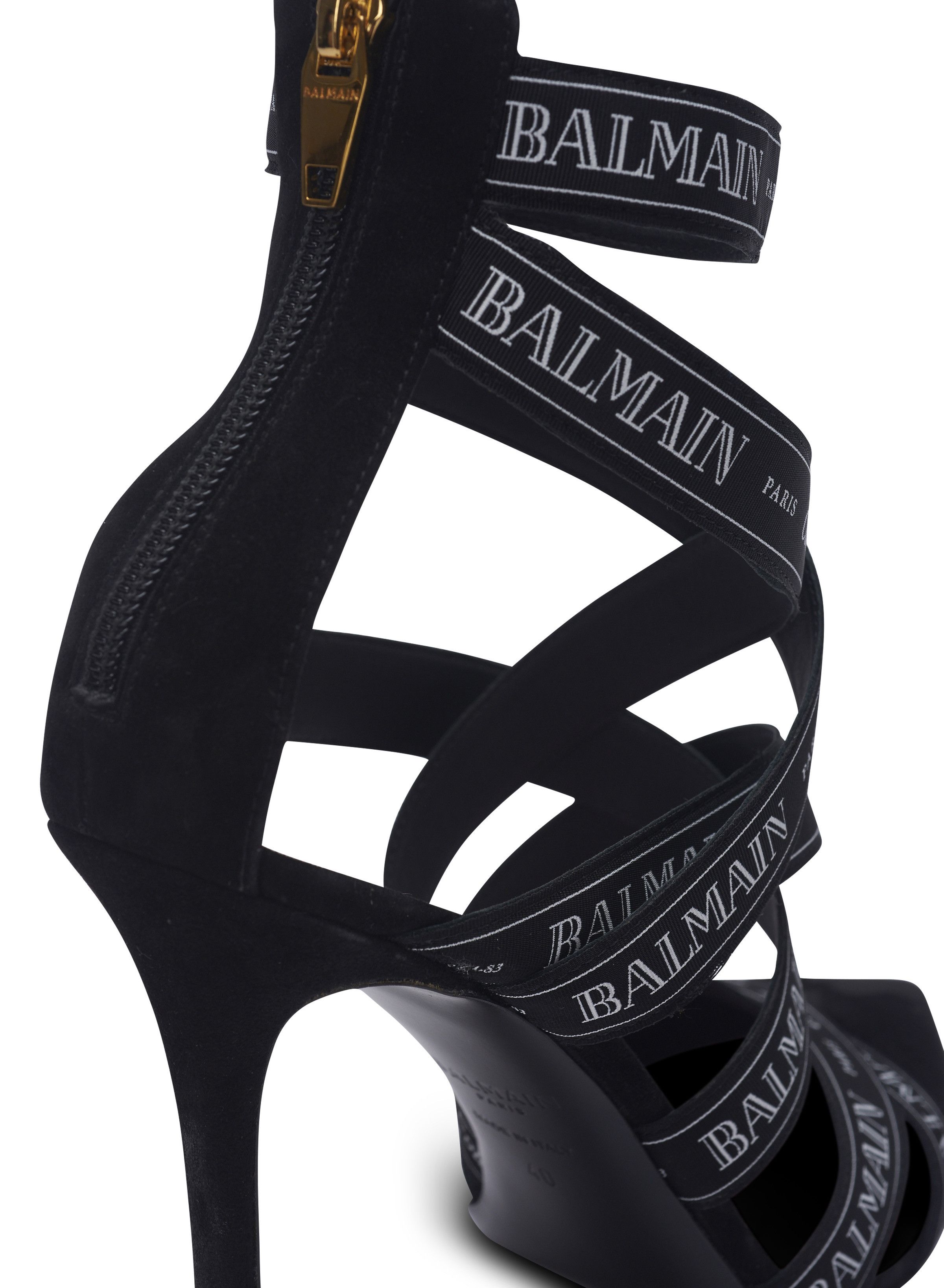 Balmain o1s1wg111225 Suede Pumps With Logo Ribbon in Black Size US 10 / IT 40 - 6 Thumbnail