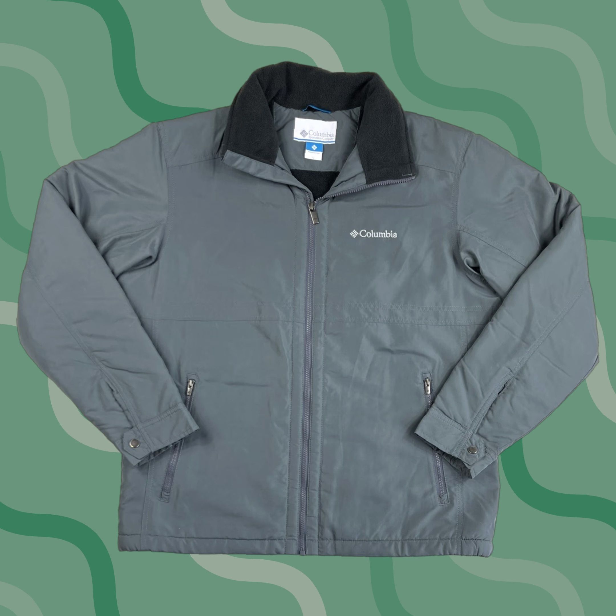 Vintage Columbia Mens Jacket L Gray Fleece Lined Full Zip Bomber Ski Hiking Casual Outdoor Logo Embroidered Zip Size US L / EU 52-54 / 3 - 1 Thumbnail
