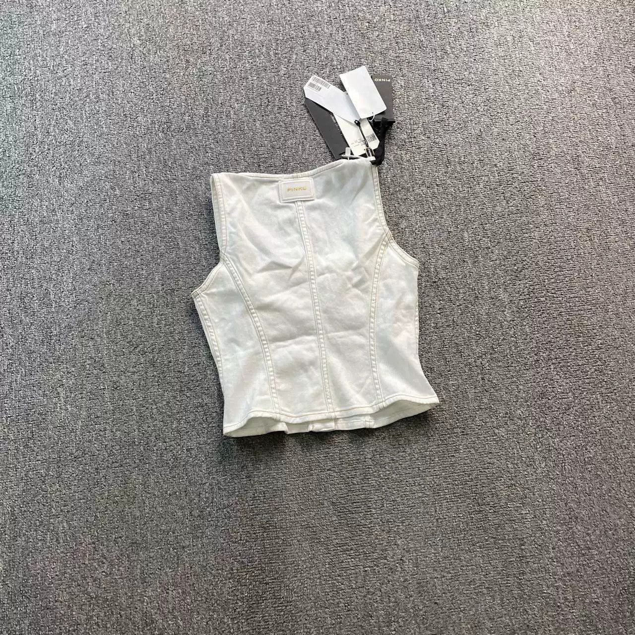 Pinko PINKO White Denim Vest Size S / US 4 / IT 40 - 1 Thumbnail