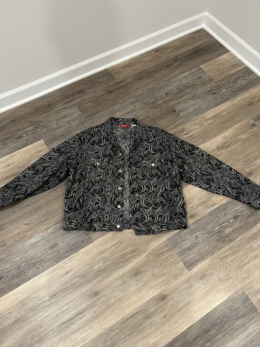 Supreme Supreme Script Jacquard Denim Trucker Jacket | Grailed