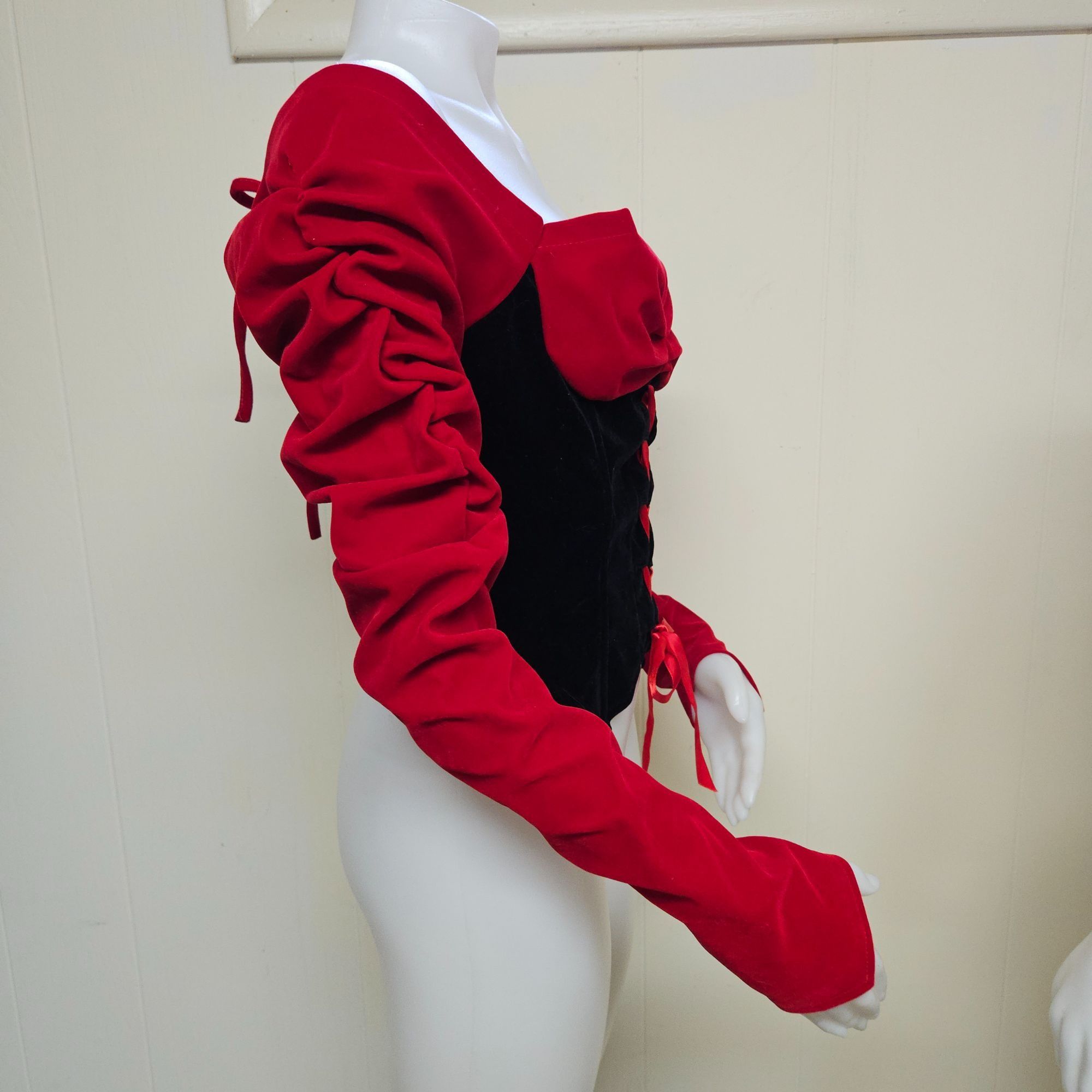 Vintage JaC Costume Velvet Corset Top Little Red Riding Hood Cosplay Size L / US 10 / IT 46 - 5 Thumbnail