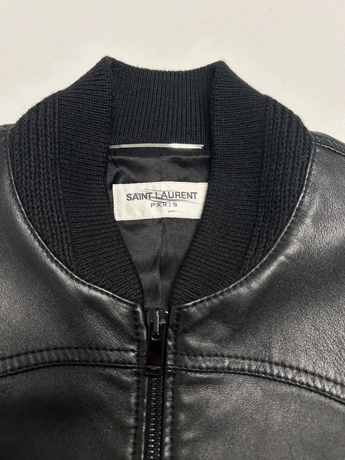 Saint Laurent Paris SS2021 Sample Leather Bomber Jacket Size US M / EU 48-50 / 2 - 13 Thumbnail