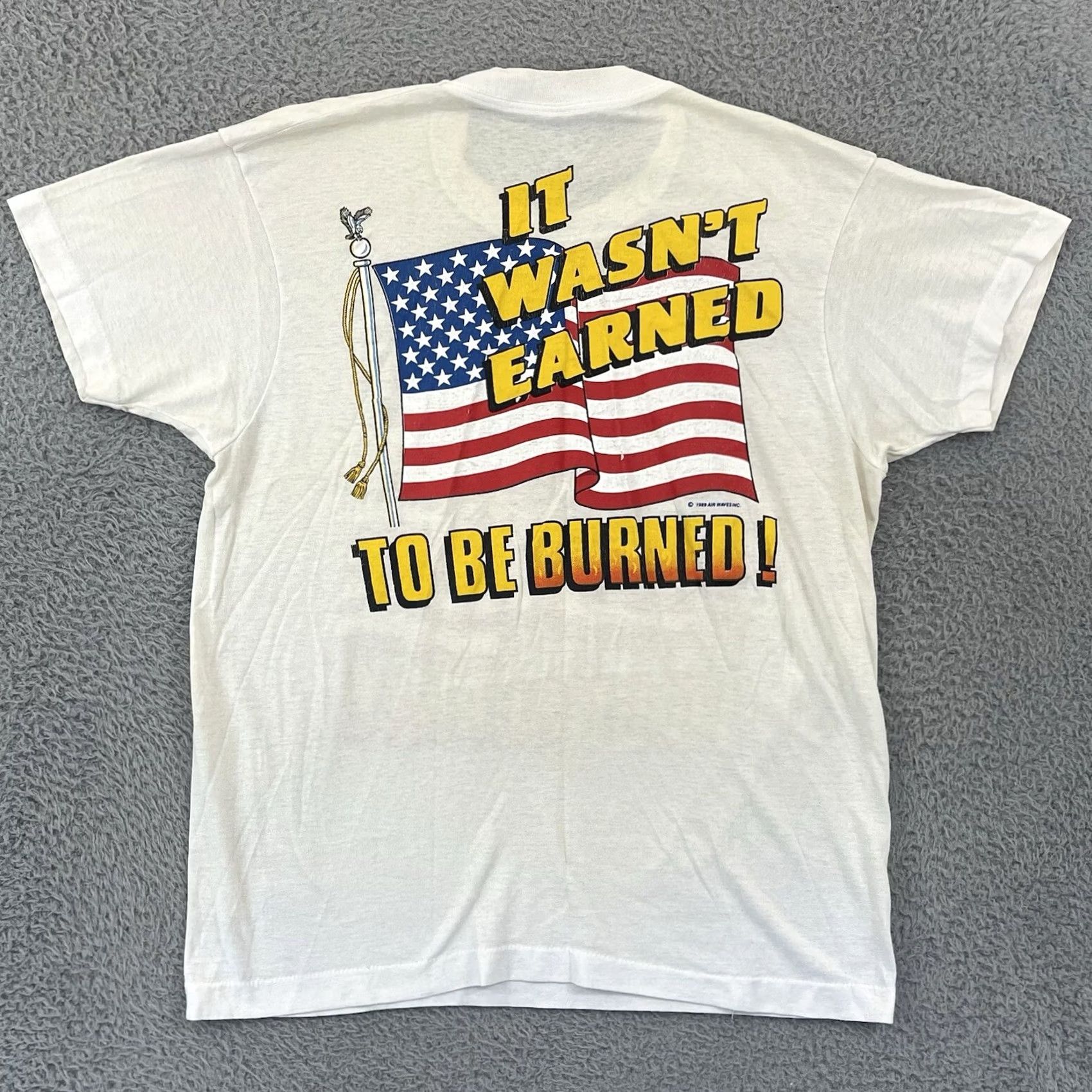 Vintage VINTAGE American Flag TShirt Adult M It Wasn’t Earned To Be Burned 80s Political Size US M / EU 48-50 / 2 - 5 Thumbnail