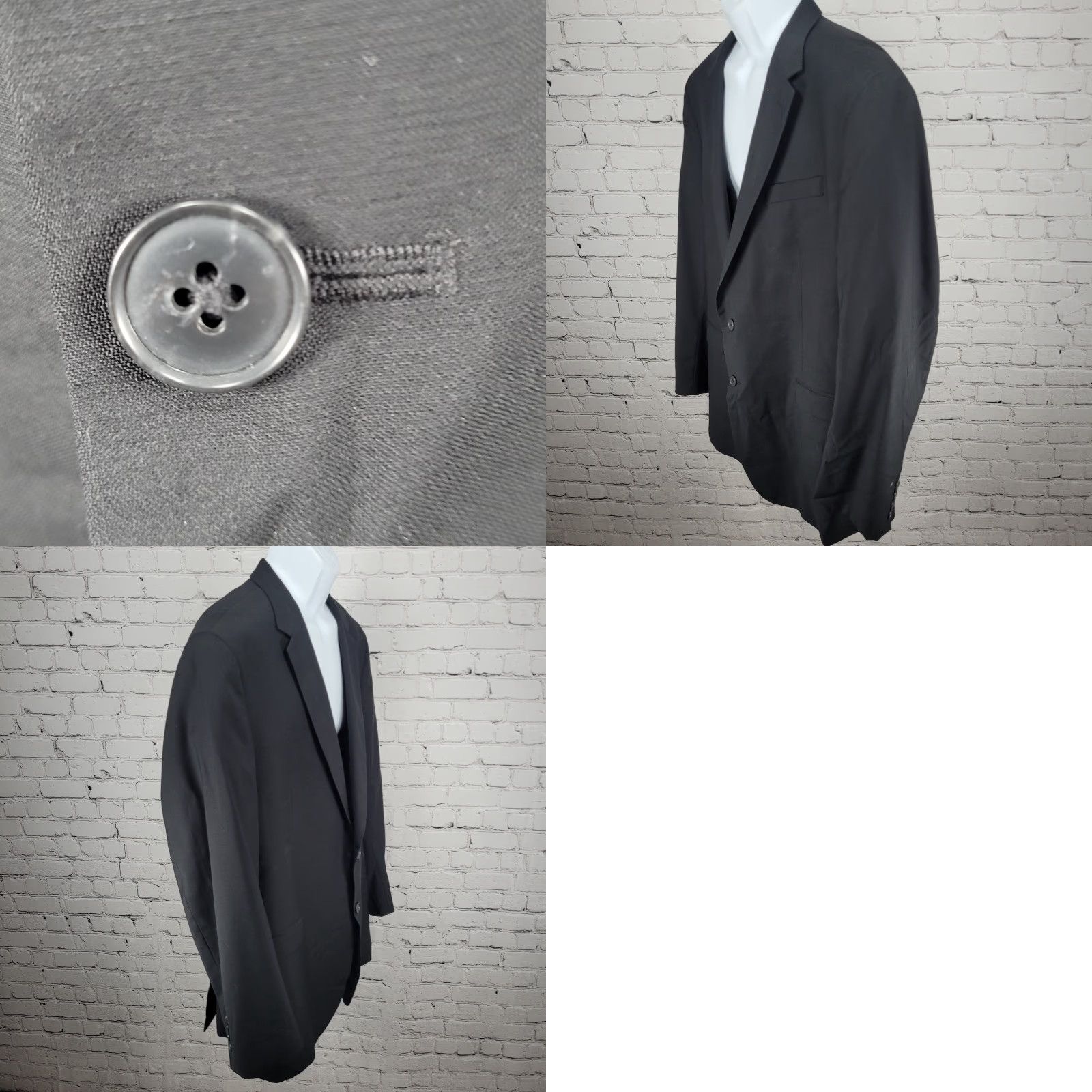 Kenneth Cole Kenneth Cole Black 100% Wool Blazer Sport Coat 2 Button Notch Lapel Double Vented 48L Men Redefined Shirt/Coat? Size 48R - 9 Thumbnail