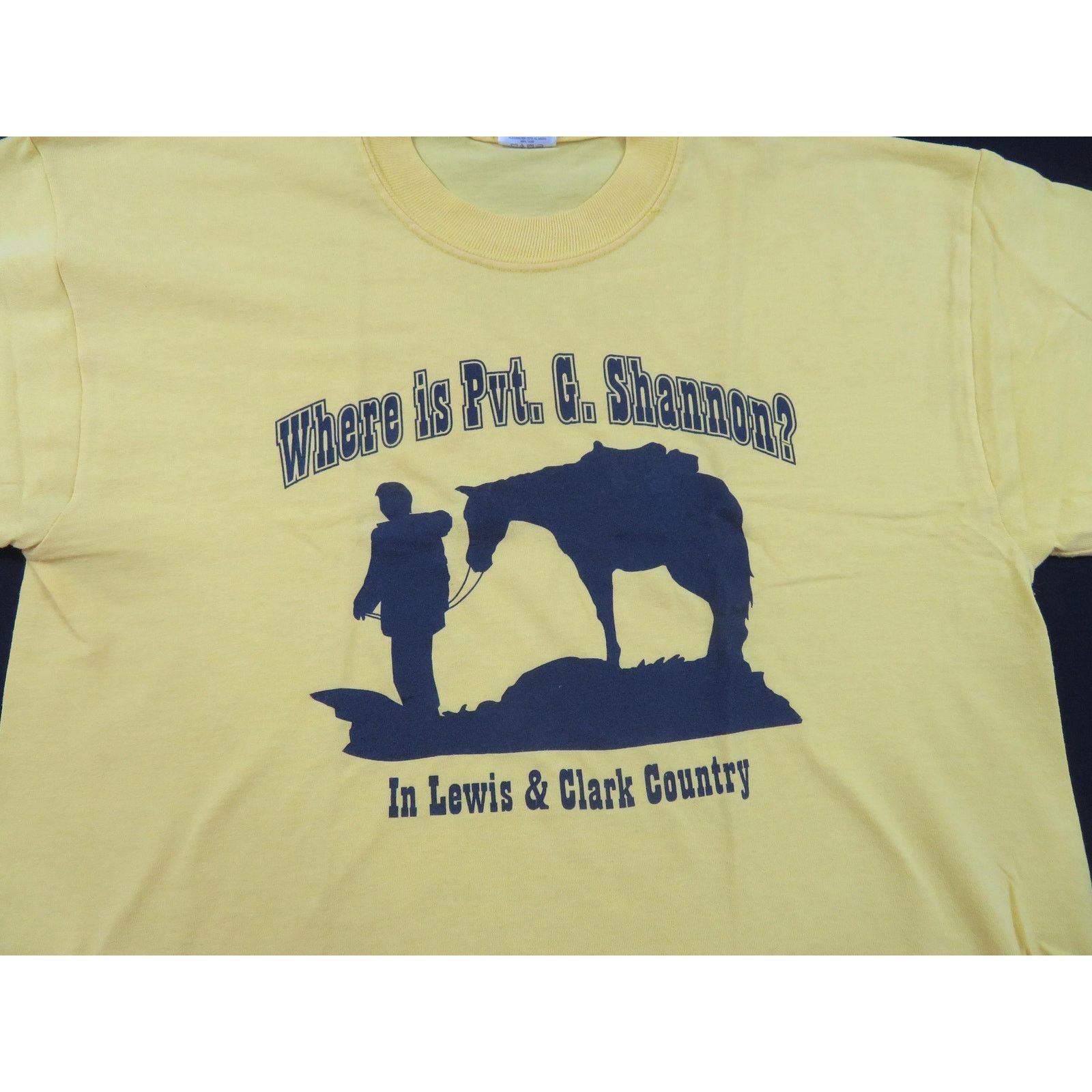 Jerzees Lewis & Clark Where is Pvt. G. Shannon? T-Shirt Yellow L Y2K Size US L / EU 52-54 / 3 - 2 Thumbnail