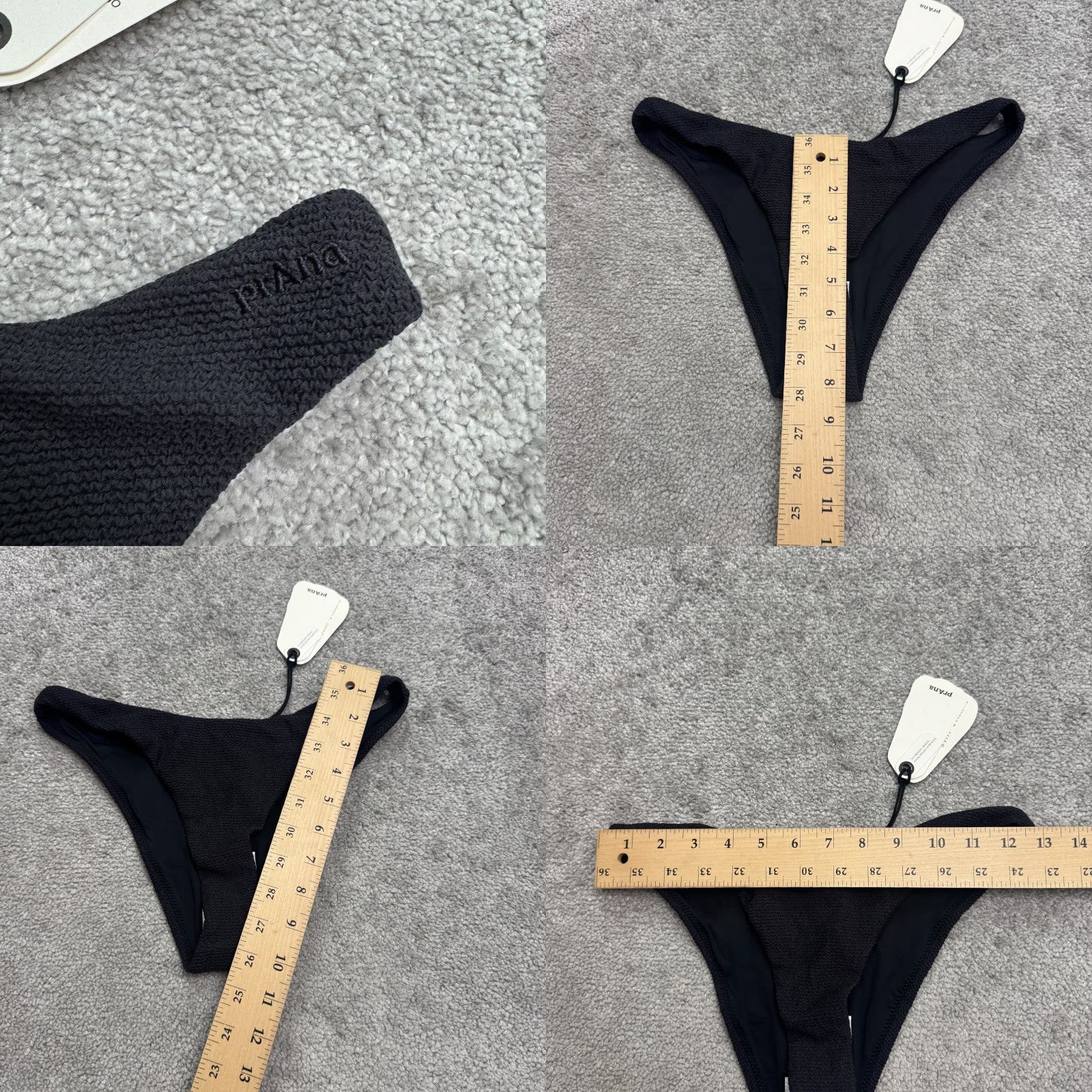 Prana Prana Bikini Bottom Womens XS Black Textured Lahari Scrunch Classic Swimwear NWT Size 26" / US 2 / IT 38 - 8 Thumbnail